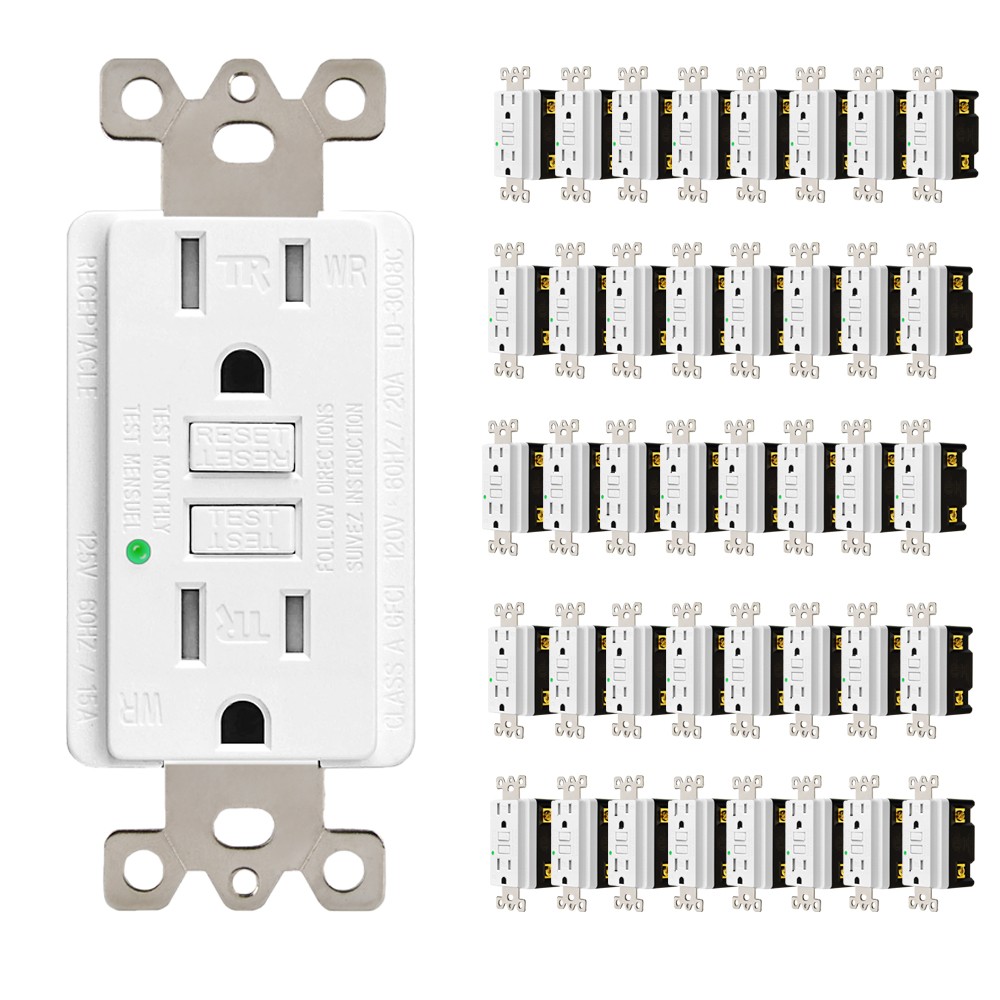 40PCS GFCI 15Amp Outlets Tamper Resistant Weather Resistant TR WR Receptacles