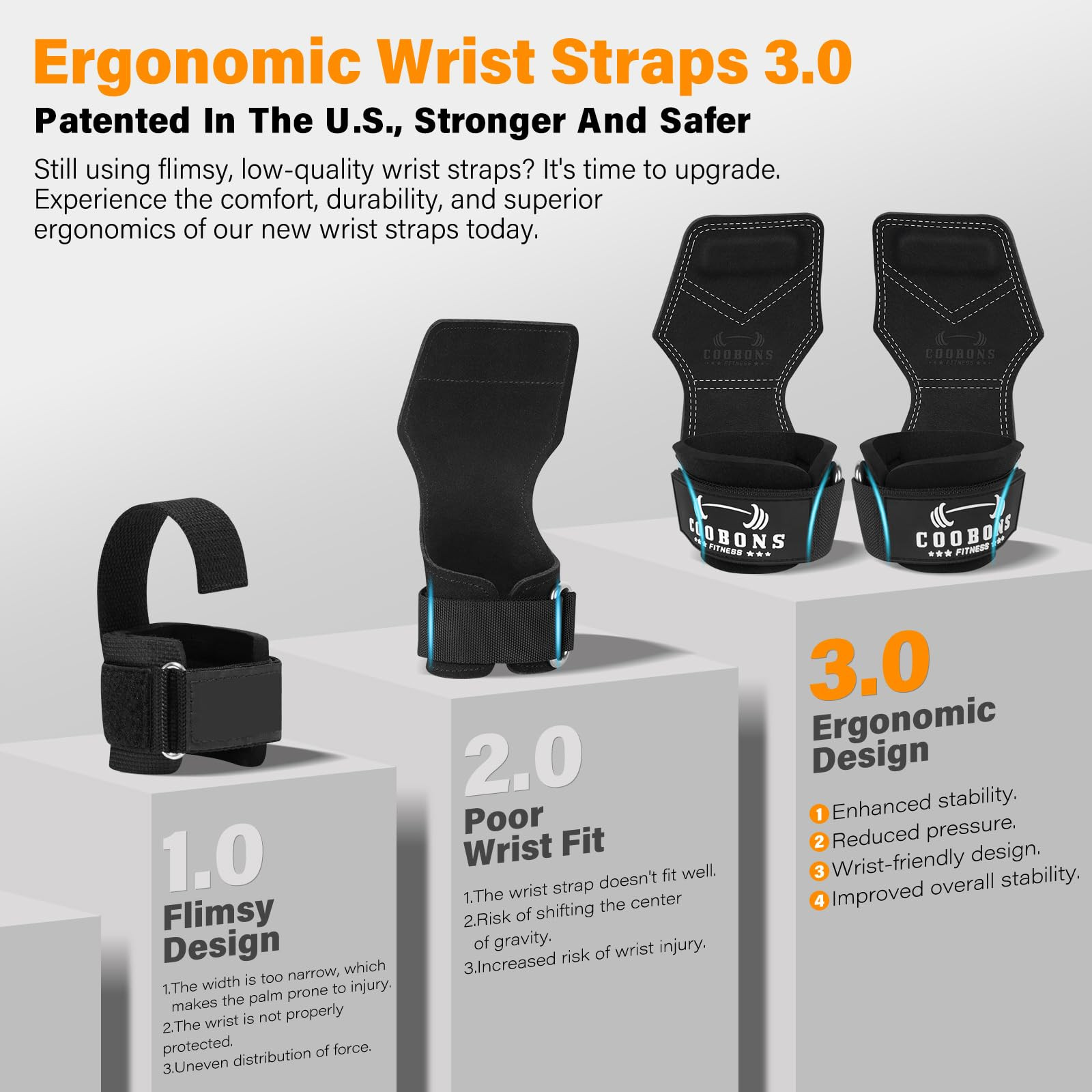 Lifting Wrist Straps for Weightlifting, Double Layer Leather for Weight Lifti...