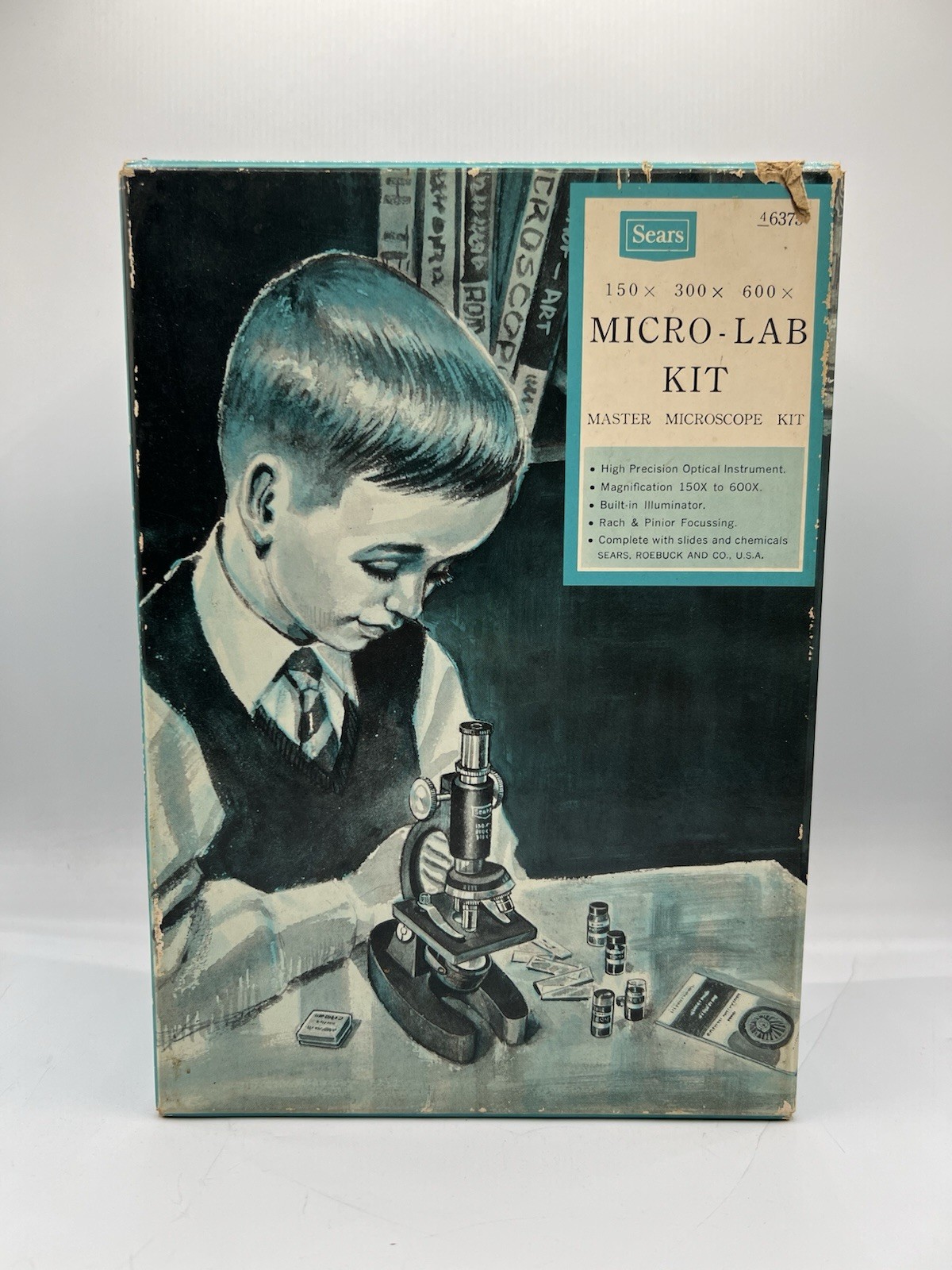 Vintage Sears Micro Lab Kit Master Microscope 150x 300x 600x Complete in Box