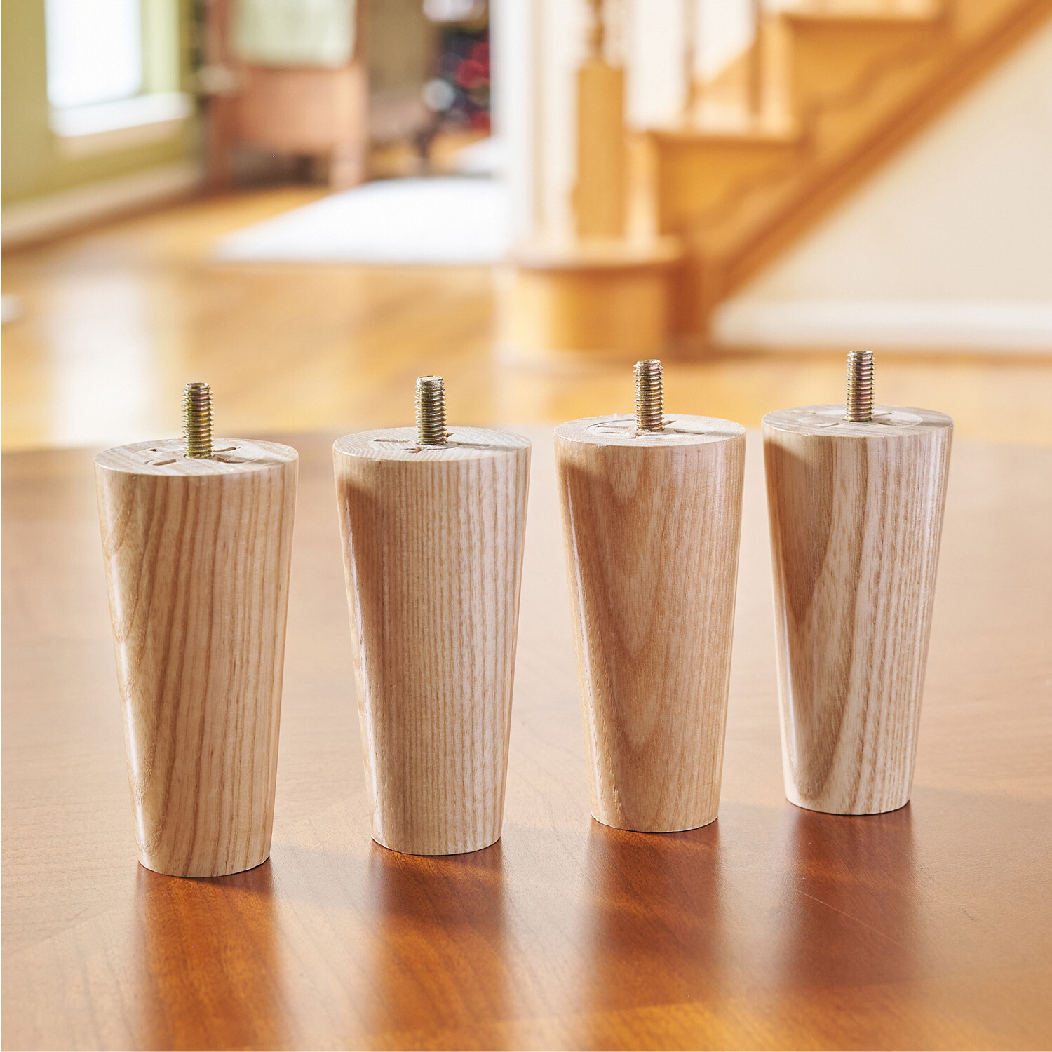 Furniture Legs Set of 4, Premium 4 inch Ash Wood Mid Century Replacement Feet