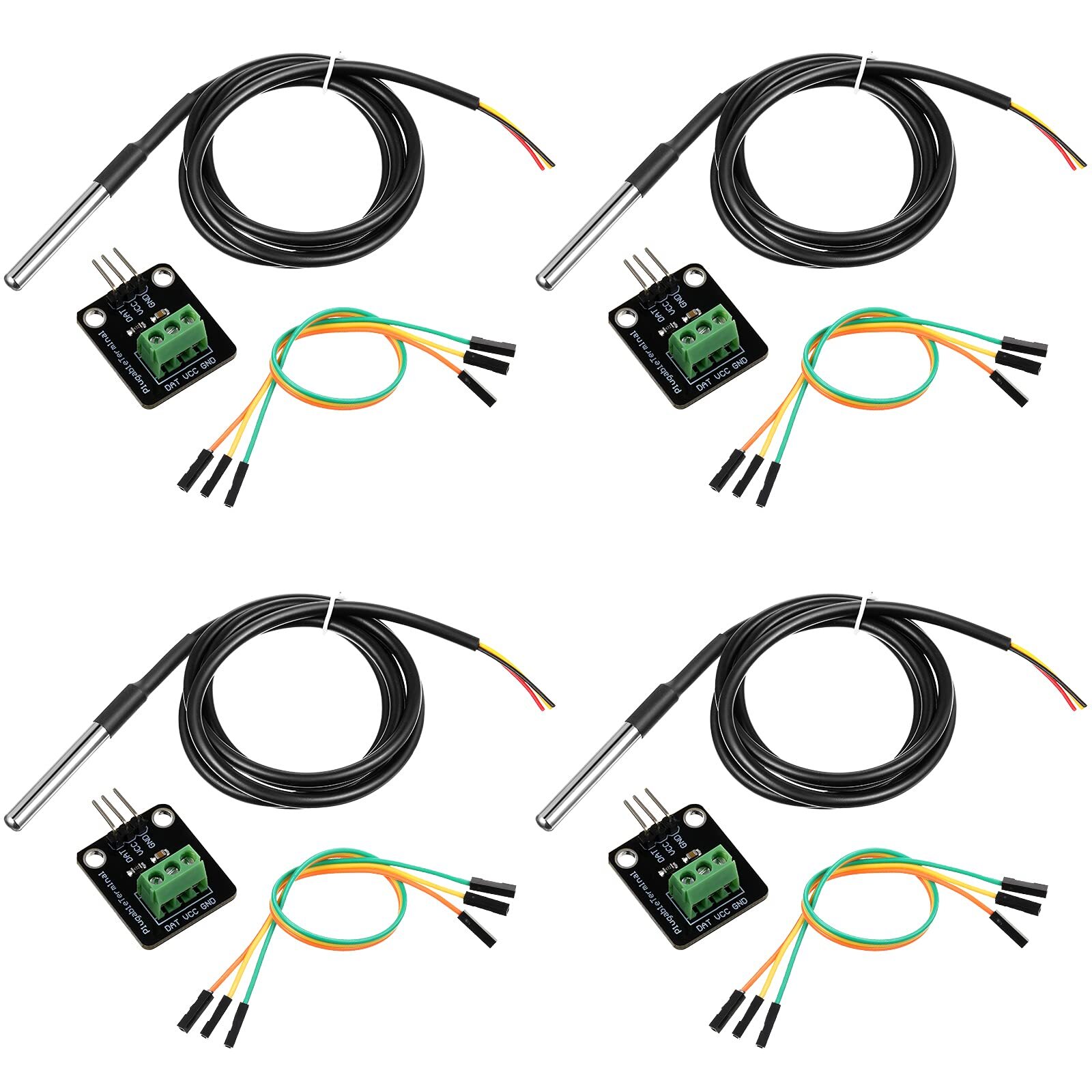4 Sets Ds18b20 Temperature Sensor Module Kit With 1 M/ 3.2 Ft Waterproof Digital