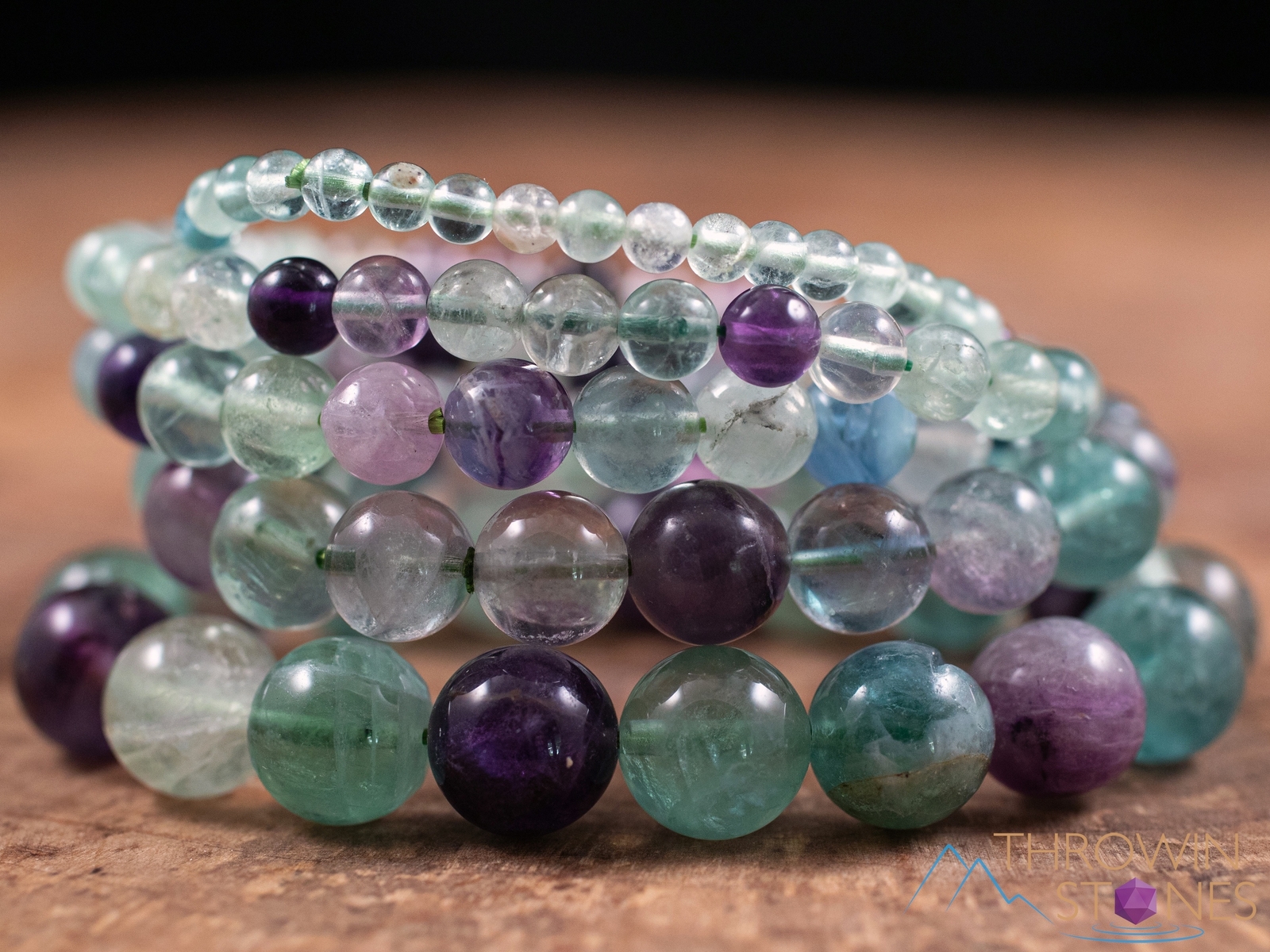 FLUORITE Crystal Bracelet, Round Beads, Beaded Bracelet, Handmade Jewelry, E0594