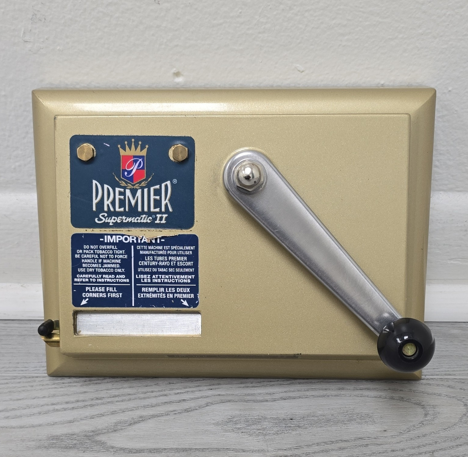 Premier Supermatic II Cigarette Rolling Machine Manual Crank Lever Beige