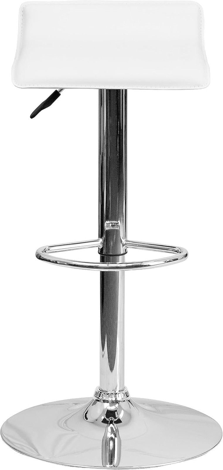 Vinyl Adjustable Barstool, White, 2-Pack | Solid Wave Seat, Adjustable Height, C