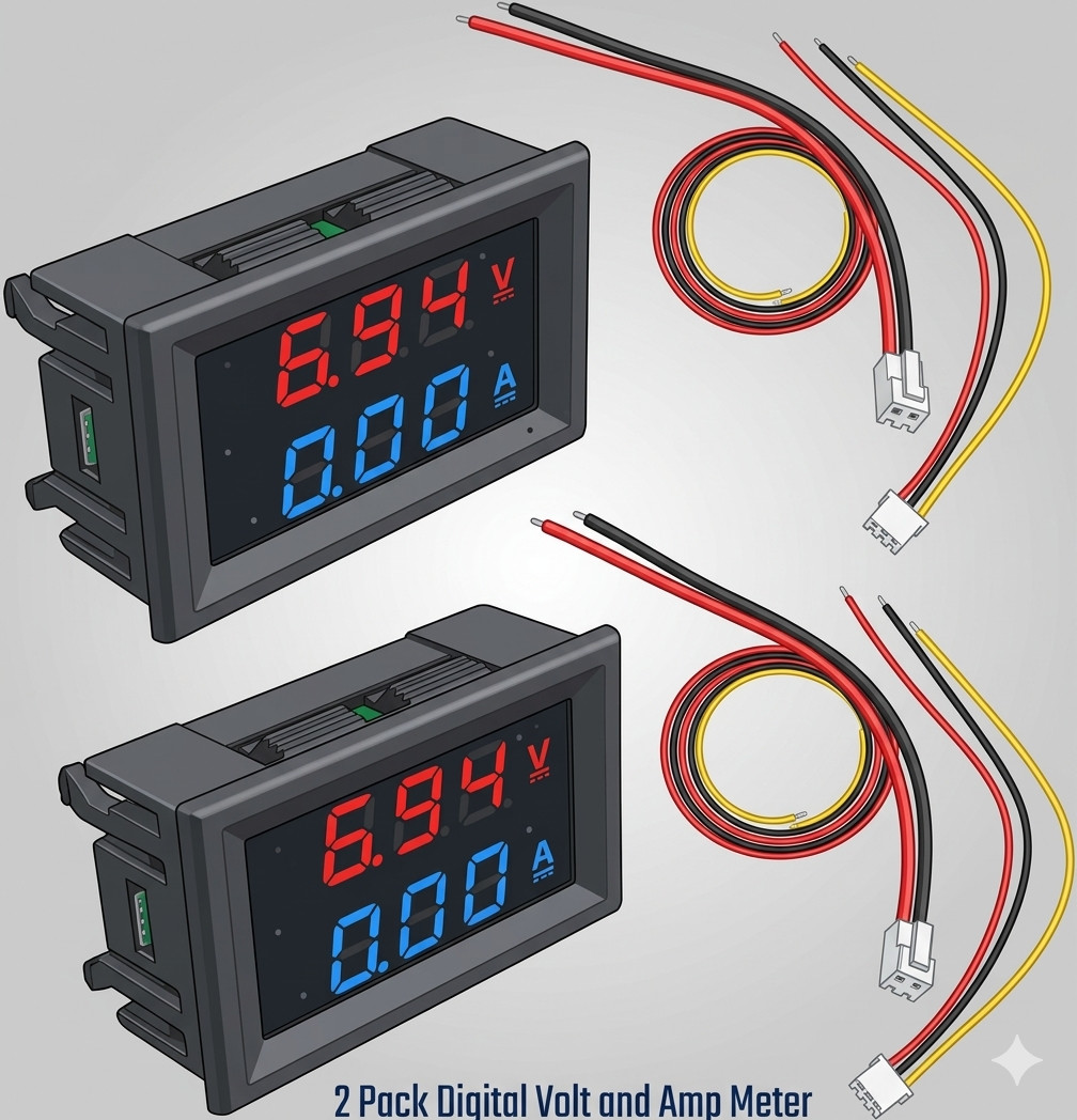 2pcs DC 100V 10A Voltmeter Ammeter LED Dual Volt Amp Meter Voltage Current Gauge