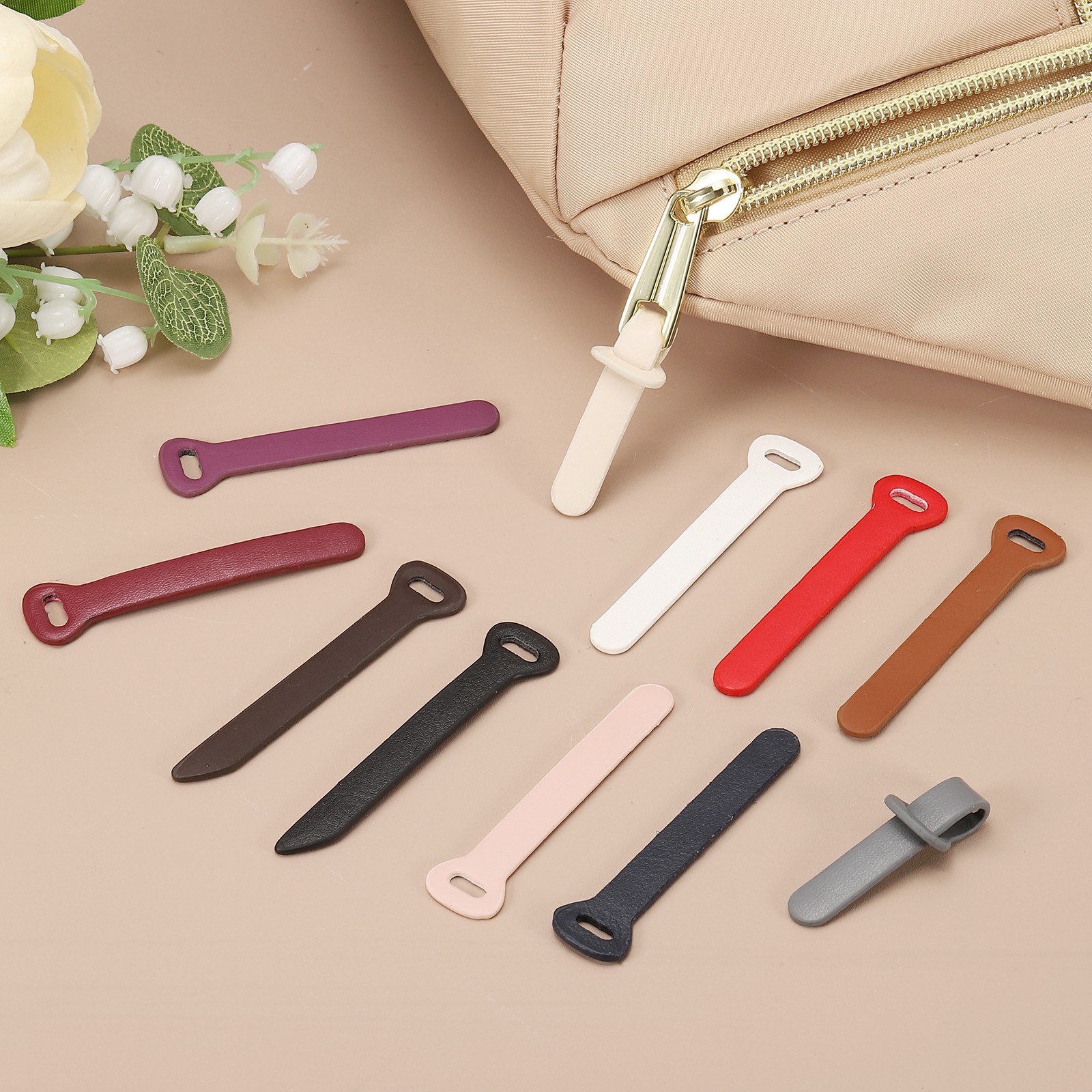 30 Pcs Leather Zipper Puller, 2.6" Zipper Sliders, Gray