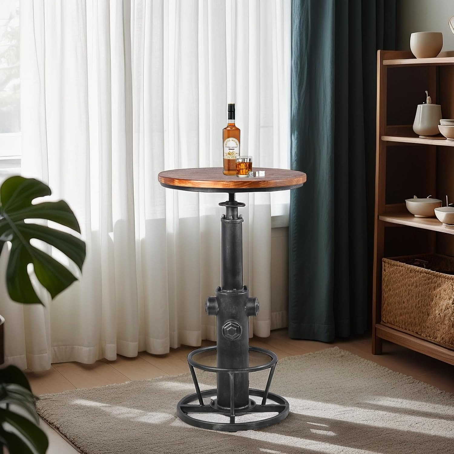 Rustic 3 Pieces Bar Table Set Industrial Fire Hydrant Design Bistro Table Set fo