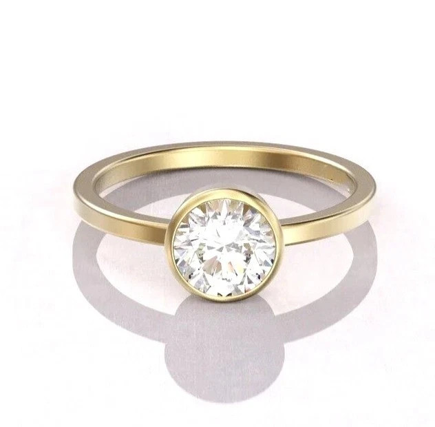 2.20 Ct Round Cut VVS1 Diamond Lab-Created Engagement Ring 14K Yellow Gold FN