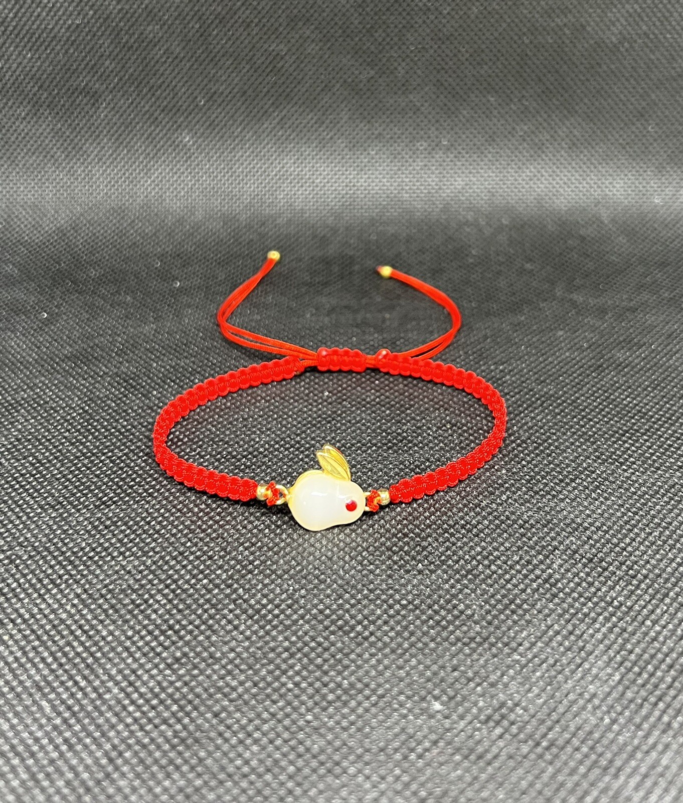 Red String Protection Bracelet, White Jade Rabbit Adjustable Bracelet, Gift Idea