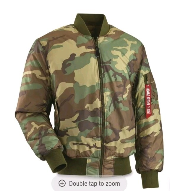Mens Light Weight MA-1 Flight Bomber Jacket Full Zip Outerwear Coat Camo  NWT XL