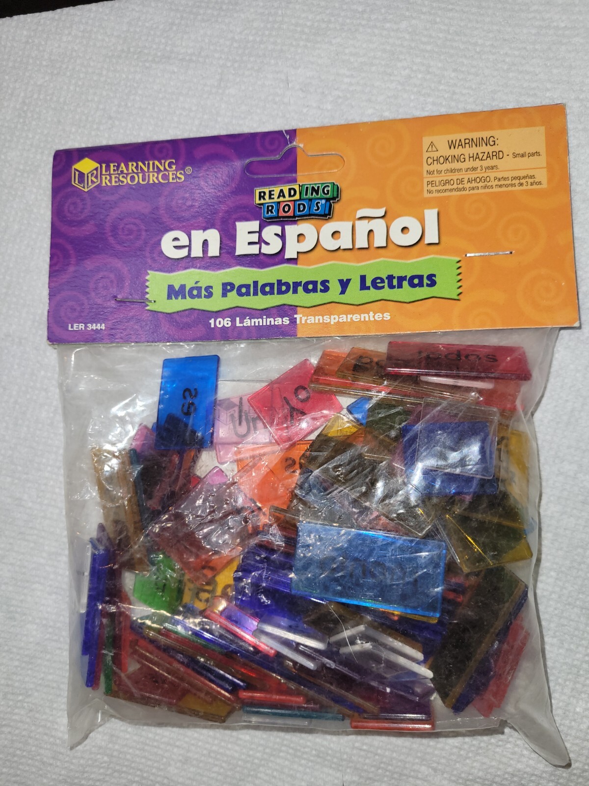 Learning Resources Reading Rods Teacher Spanish Espanol Overhead Tiles 106pcs