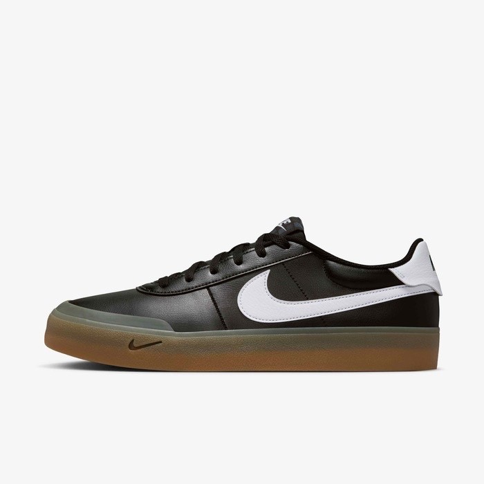 Nike Mens Court Shot Casual Leather Shoes Sneakers Black White Gum FQ8146 003