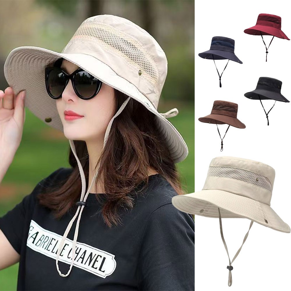 Men Women Sun Hat Wide Brim Bucket UV Boonie Summer Fishing Hiking Outdoor ❥