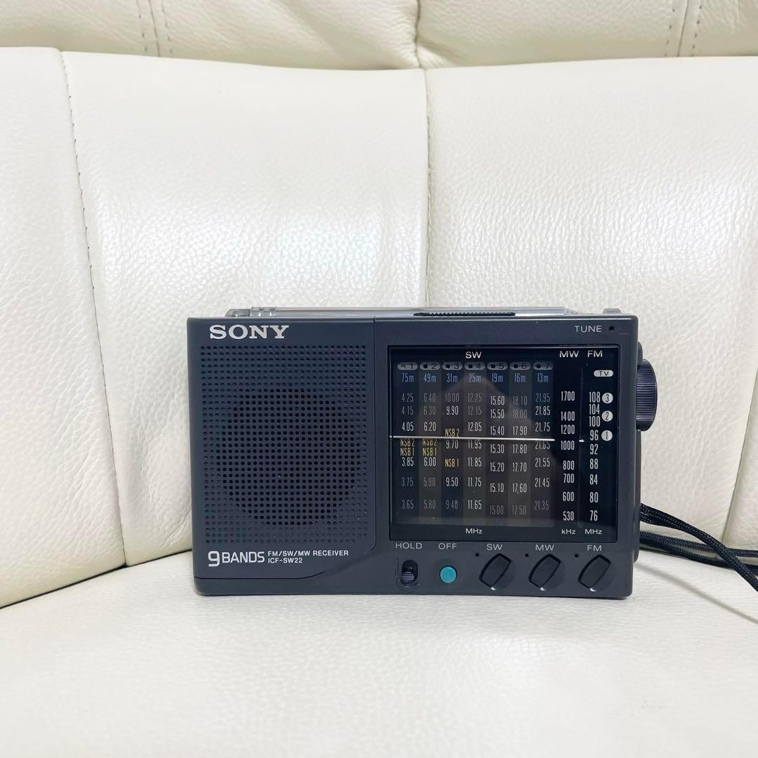 Sony ICF-SW22 SW/FM/AM Portable Radio Black Audio Sound Used From Japan Working