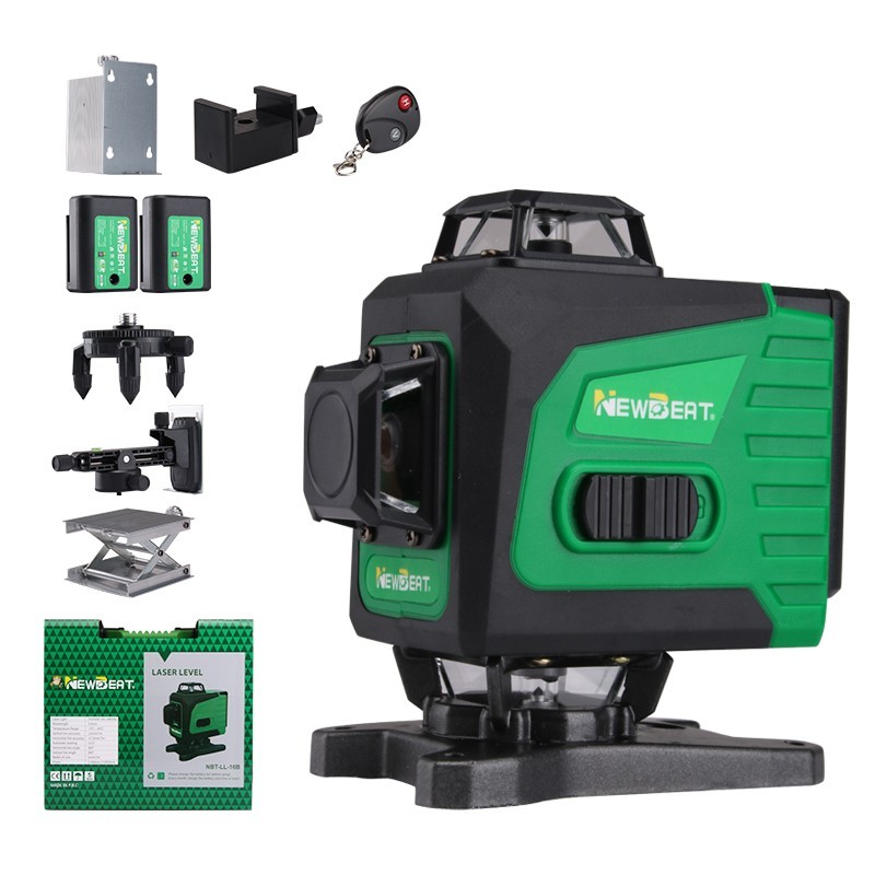 4D 16 Line Green Beam Laser Level Self-Leveling 360 Horizontal Vertical