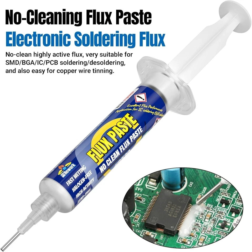 Electronics Soldering Flux Paste Desoldering Wick Kit for PCB Repairs