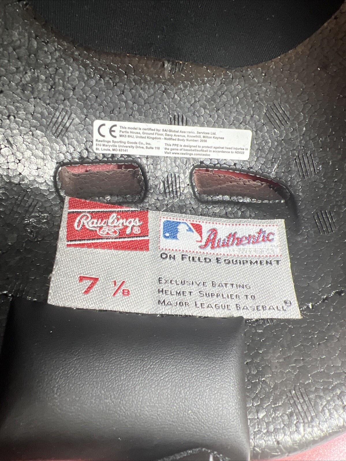 Rawlings Red S100 Batting Helmet Size 7 1/8 With C Flap for Left Hand Hitter