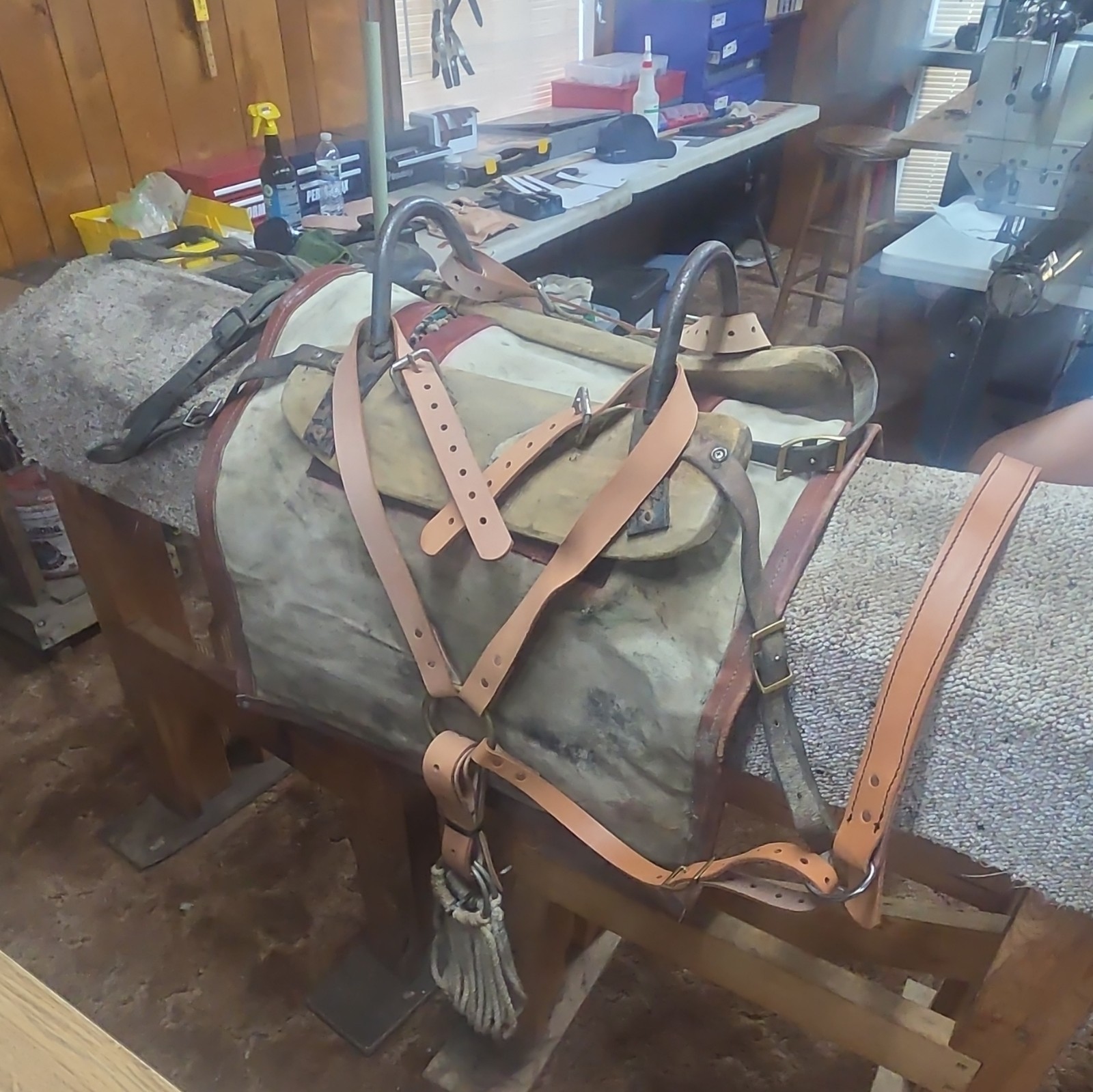 Pack Saddle Rigging w/ Canvas Pack Pad . Mule Pack saddle.