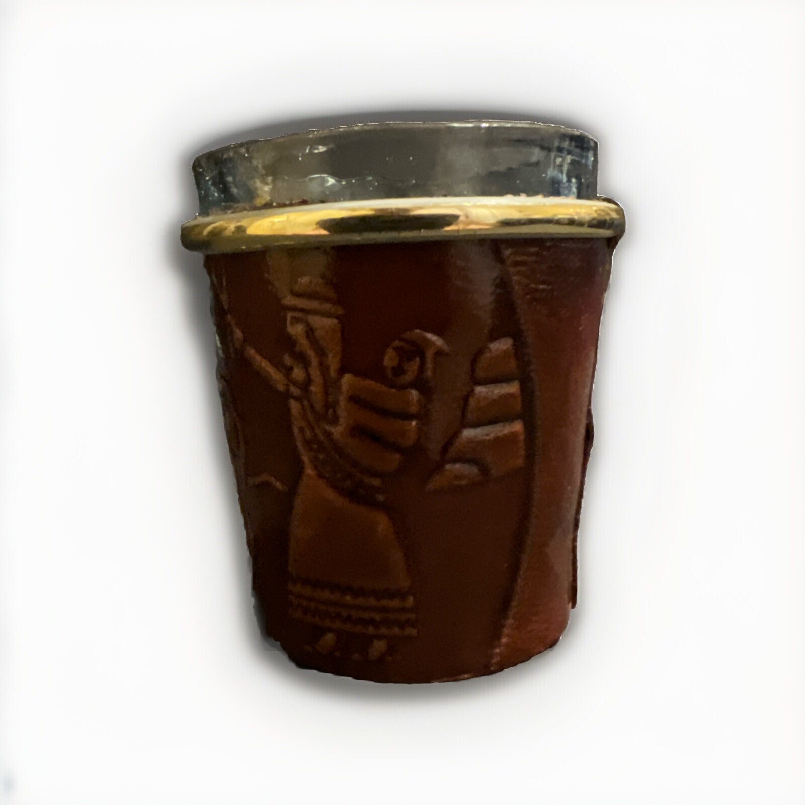Handmade ECUADOR- Leather Bottle W/ Strap & Shot Glass