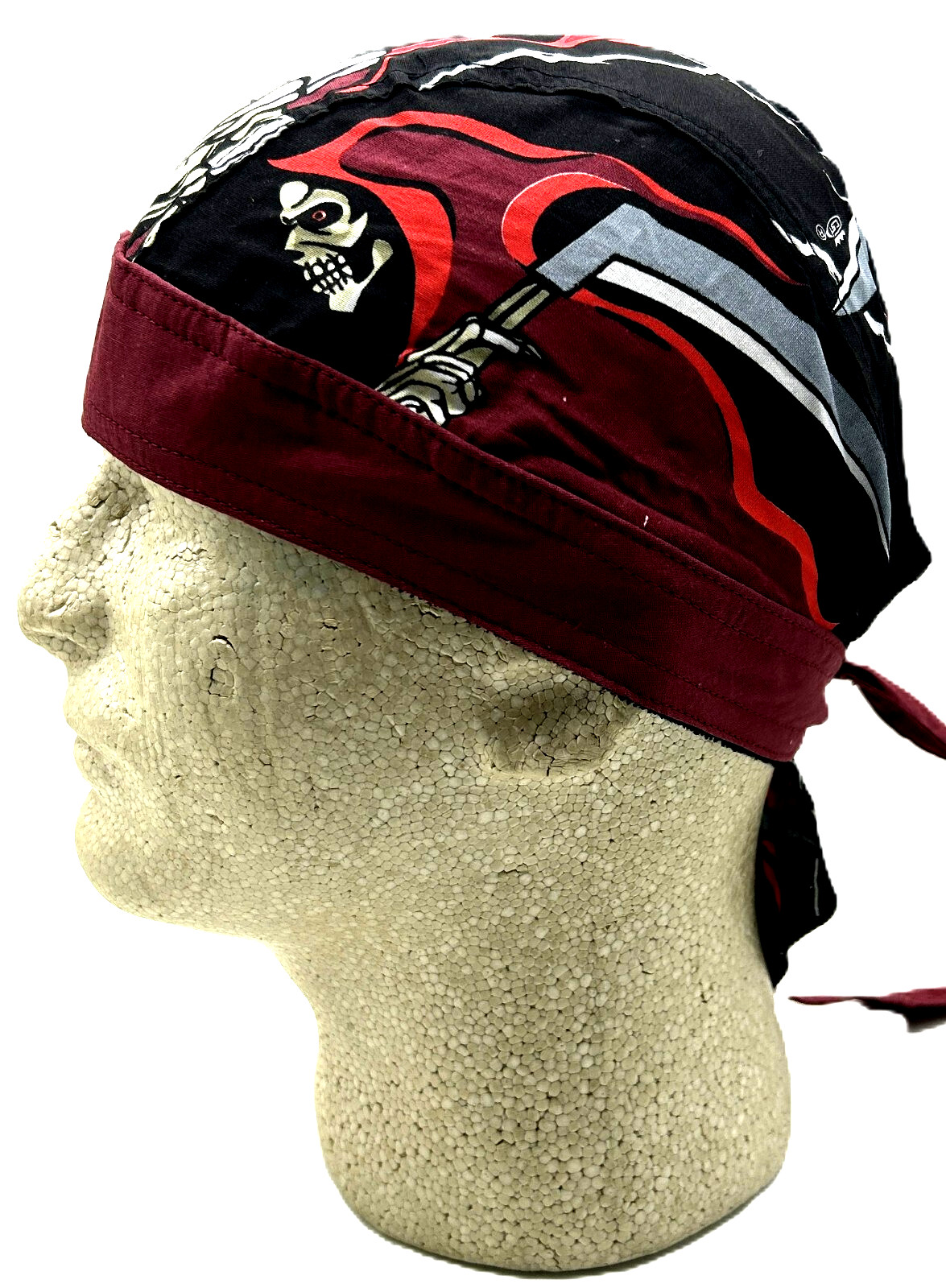 Grim Reaper Deluxe Headwrap Doo Rag Skull Cap with Sweatband