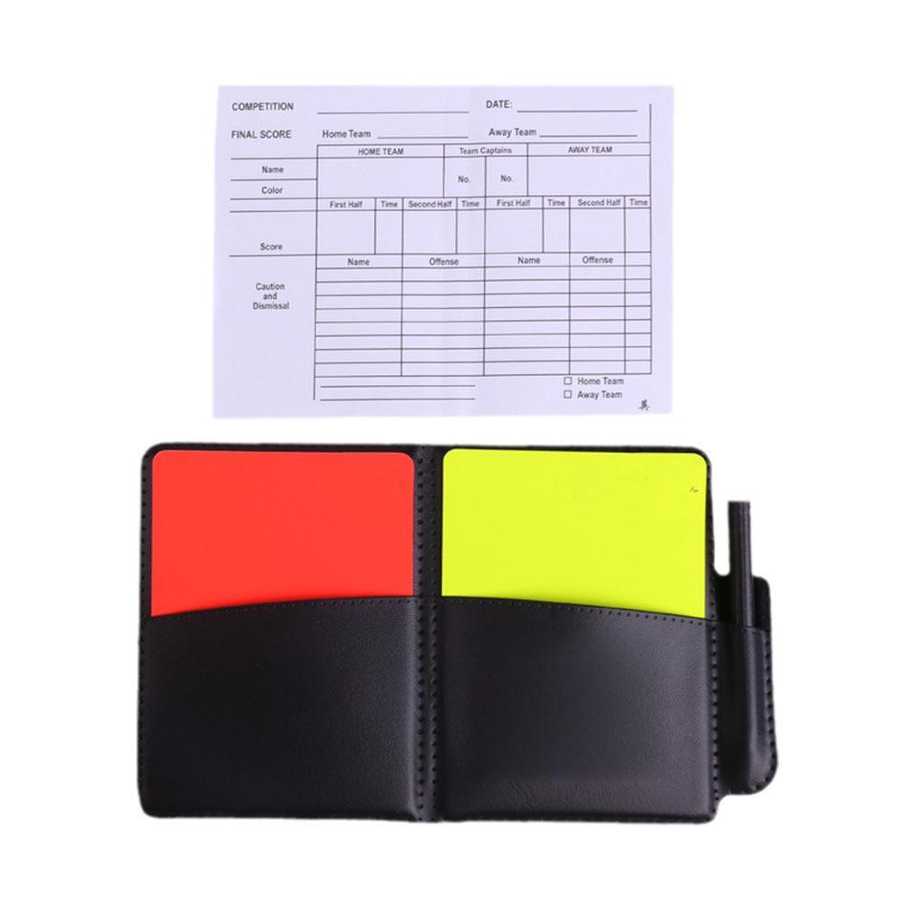 Referee Cards Red/Yellow Football Sport Wallet Notebook Pencil Soccer Hot B J6O9