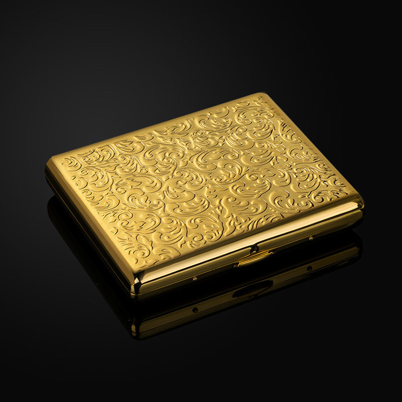 HOT 2024 NEW gold plated embossed arabesques cigarette case holds 20 cigarettes