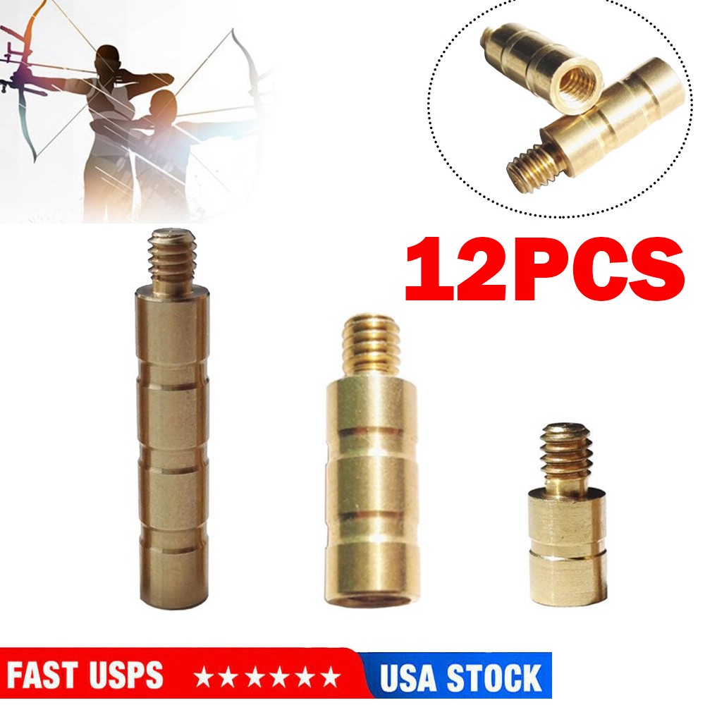 12pk 25/50/100 Grain Archery Arrow Brass Insert Insert Screw Copper Brass Arrow