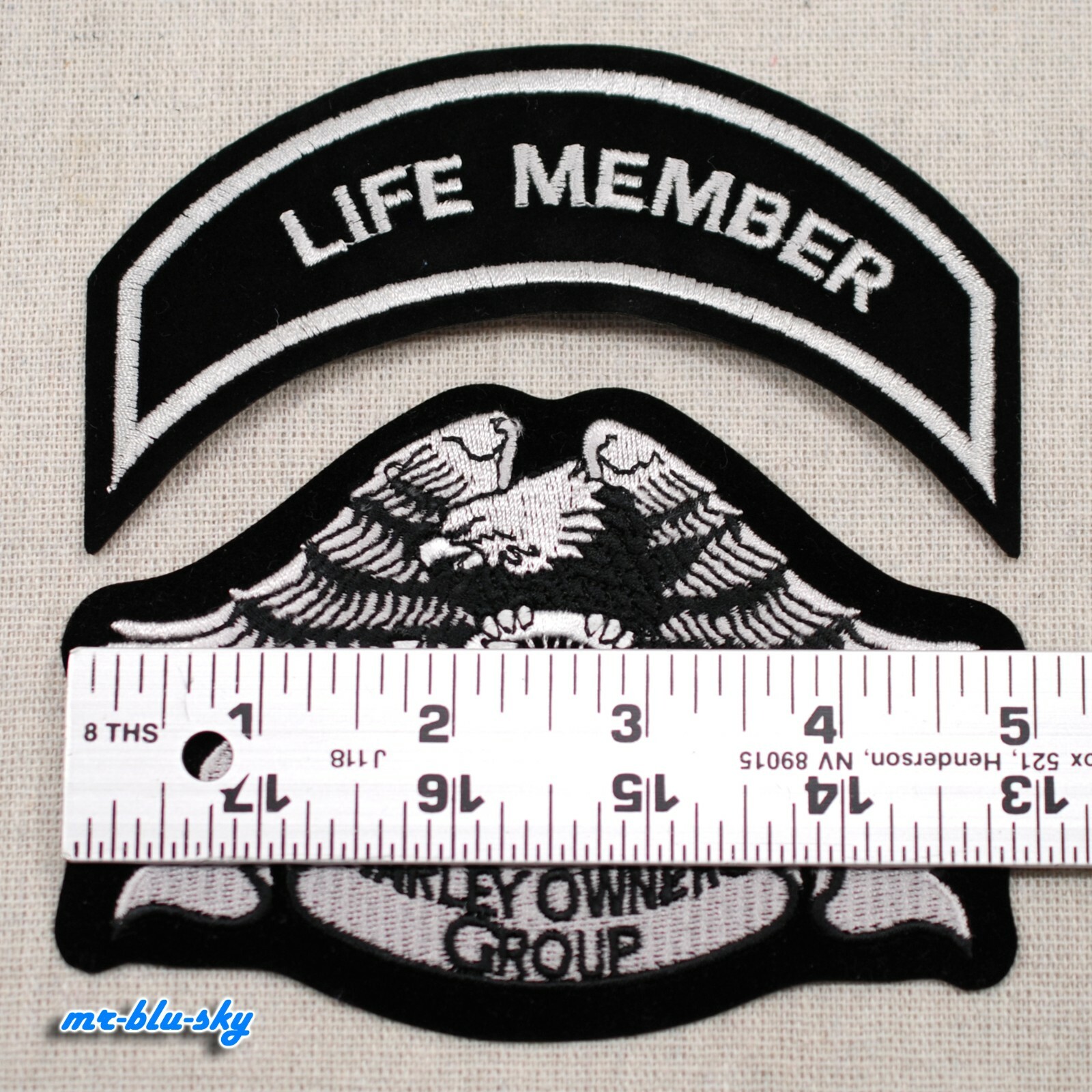 Small Heritage Eagle & Life Member Silver Patch ~ Harley Davidson Owners Group