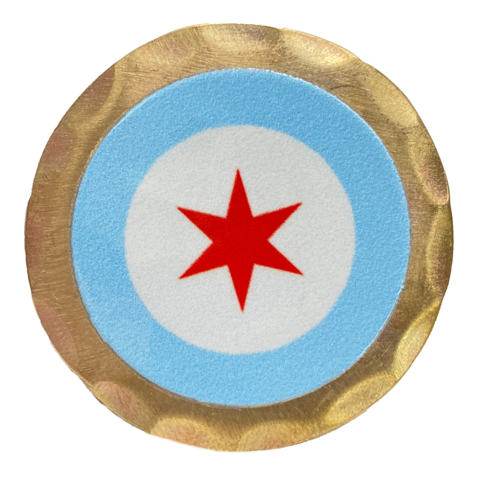 Chicago Flag Forged Copper Golf Ball Marker by Sunfish