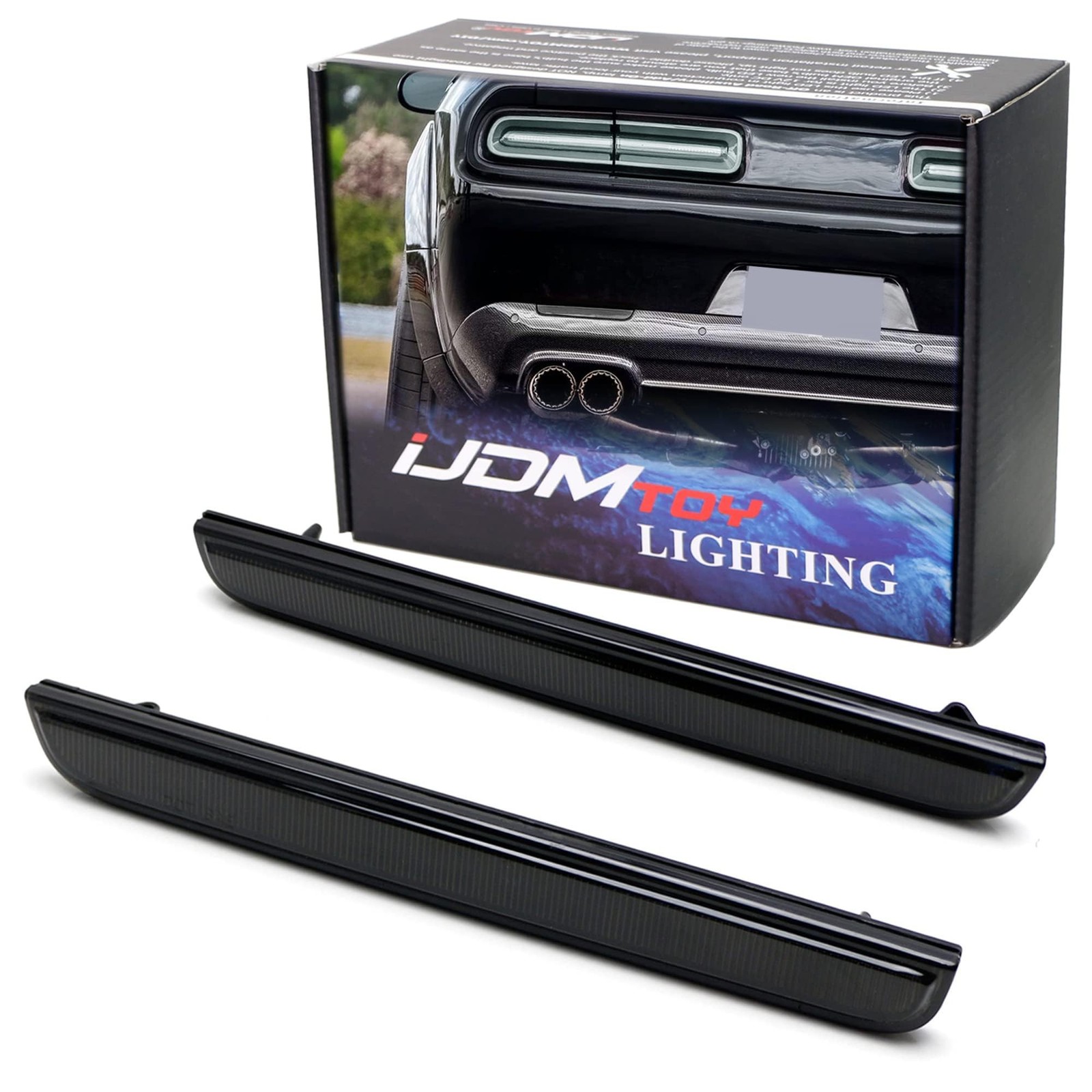 iJDMTOY Blackout Smoked Lens Rear Bumper Reflector Lenses Compatible With 201...
