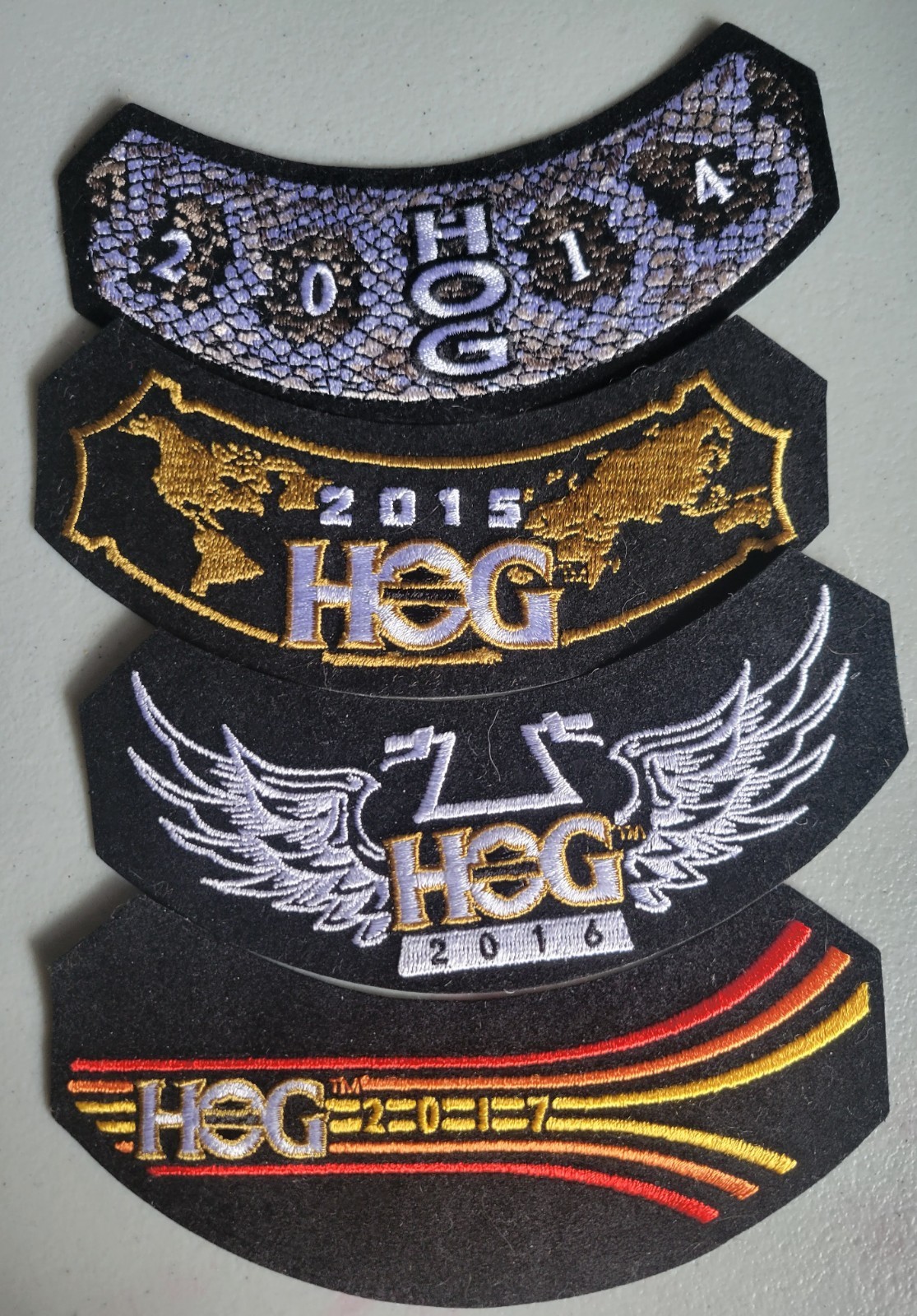 Harley Davidson Patches from Years 2014-2017 HD Owners Group HOG Lot of 4 New
