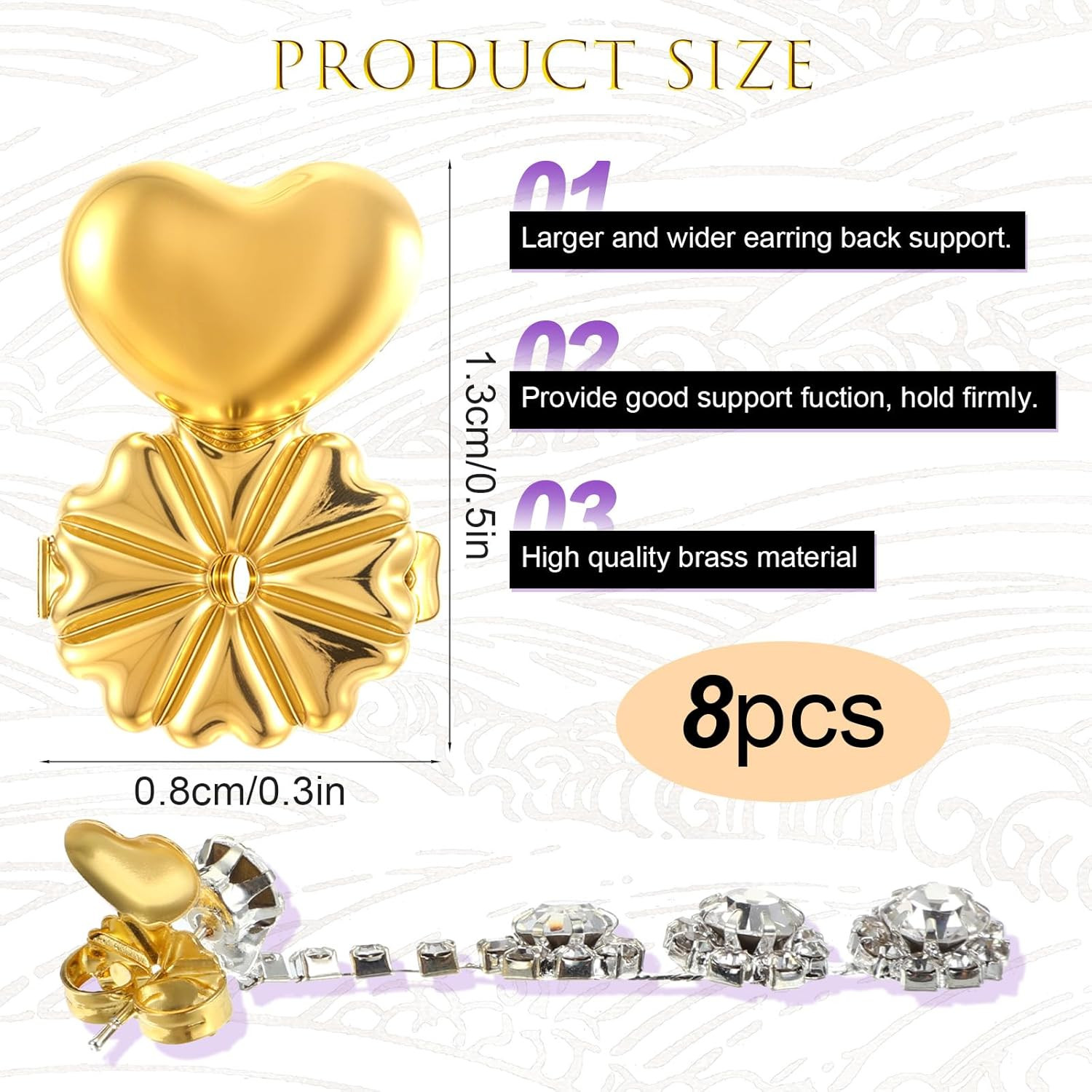 4 Pairs Earring Backs for Droopy Ears, Earring Lifter for Heavy Support Backs L