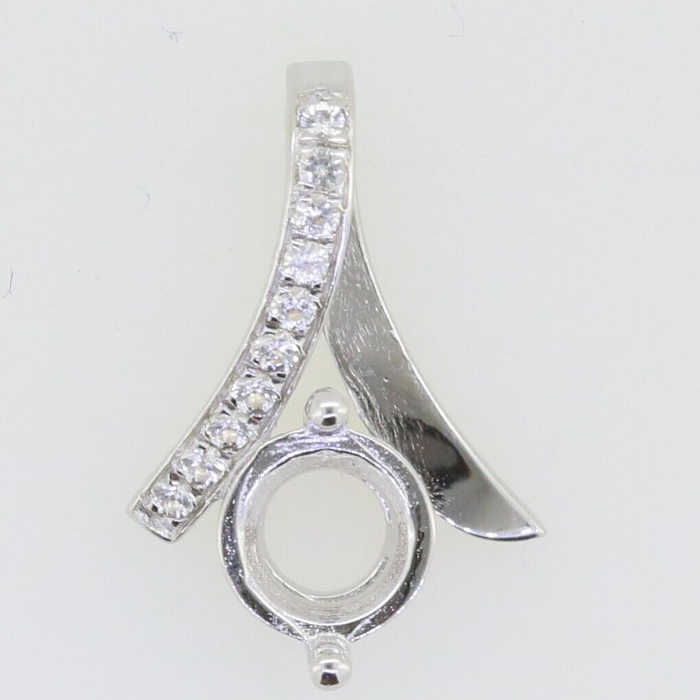 Sterling Silver Semi Mount Pendant Setting Round RD 6X6mm Solitaire Topaz