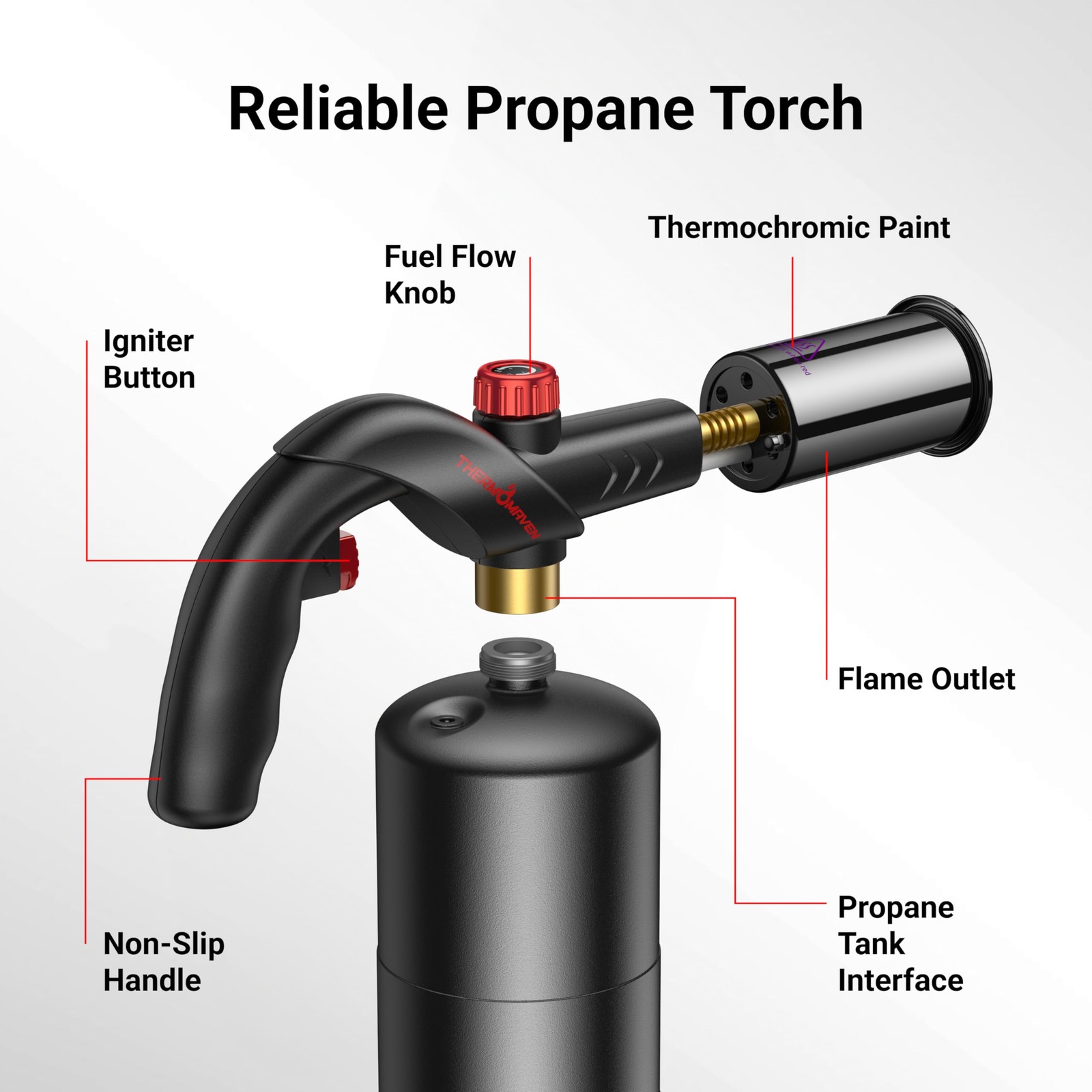 Powerful Propane Torch, Kitchen Cooking Culinary Torch Lighter, Adjustable Bl...