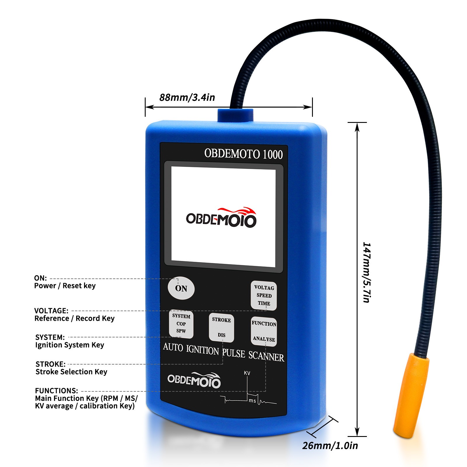 MST-1000 Ignition Coil Test Tool W/Spark KVOLT Calibration Ignition Spark Tester
