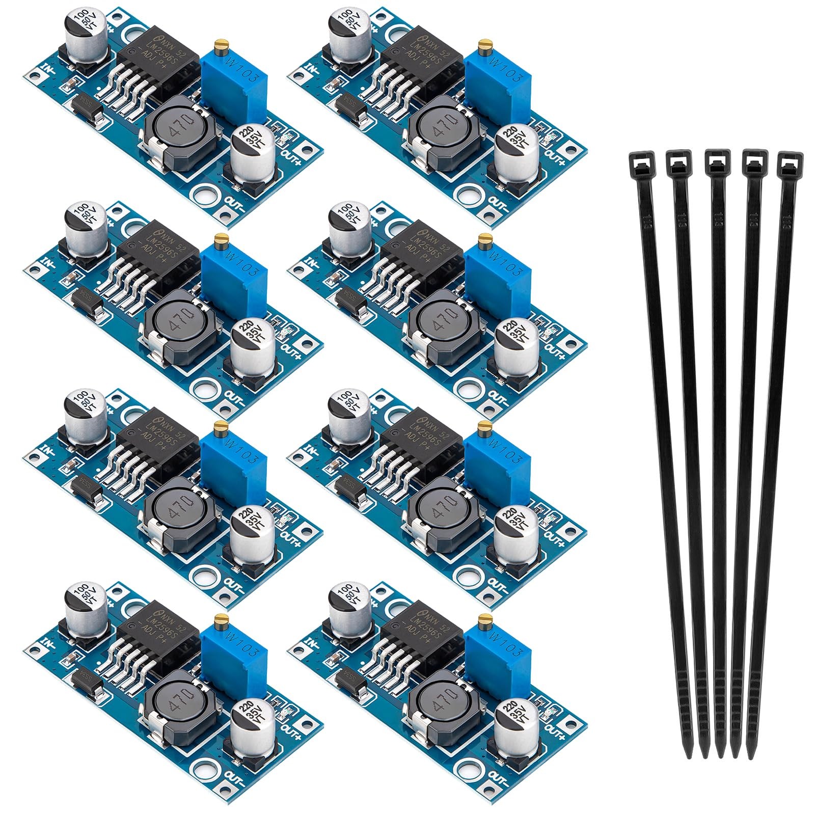 LM2596 DCDC Buck Converter Module, 8 Pack Adjustable Voltage Regulator, 3.2V4...