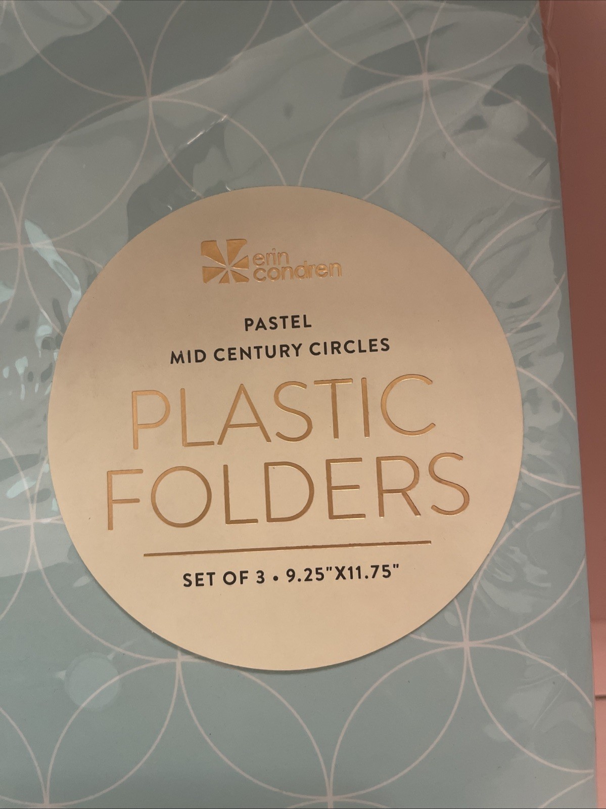 Plastic Poly Folders Mid Century Circles 3 Plastic Folders Two Inner Pockets