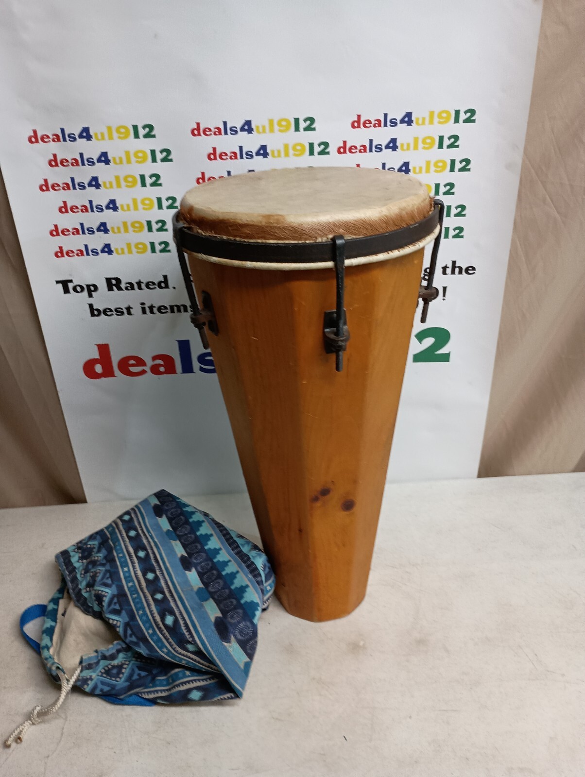Custom Hand Made Wooden Large Djembe Drum Instrument+Cover+Travel Bag-Unique