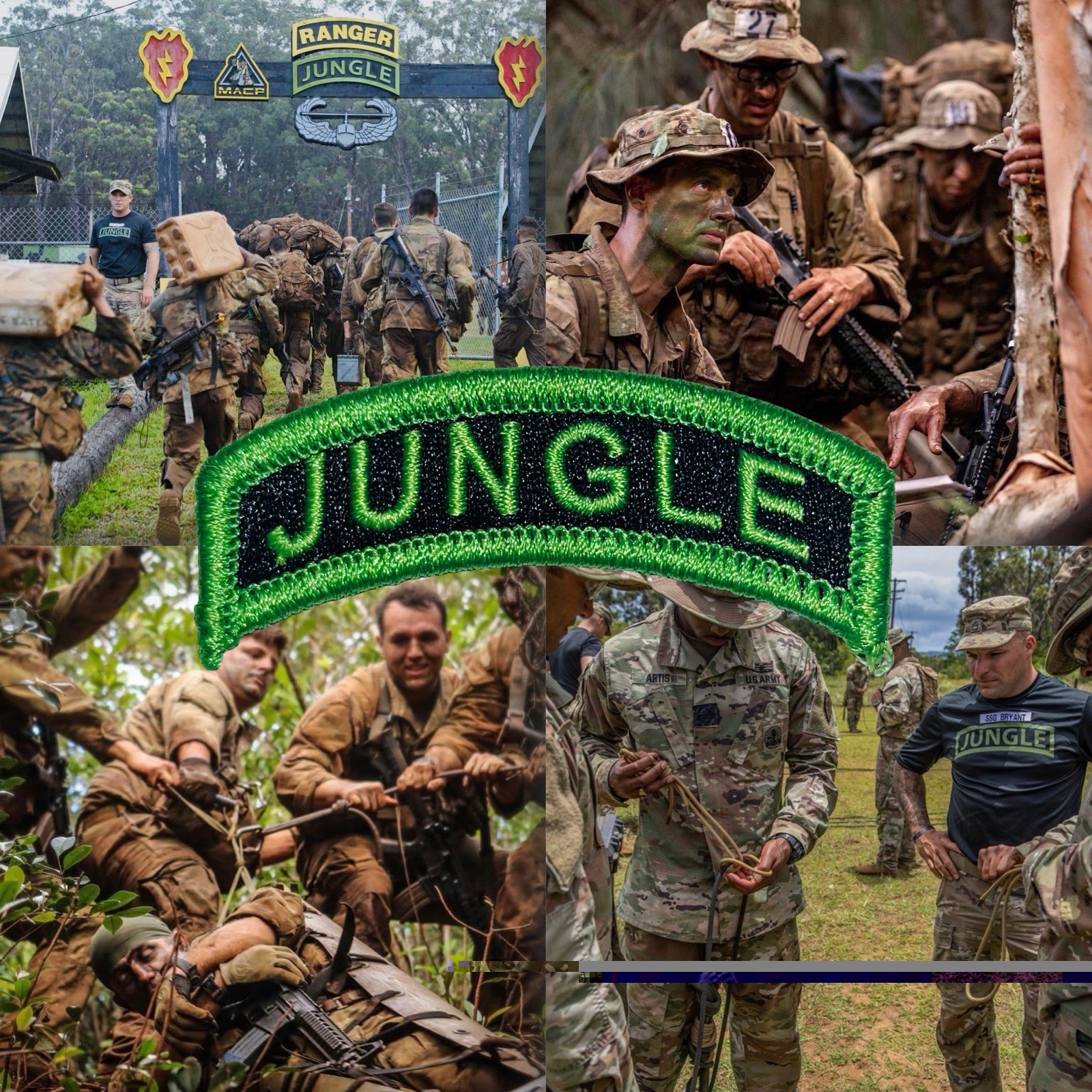 US Army Jungle Tab Colored with Hook and Sewn-on Backing