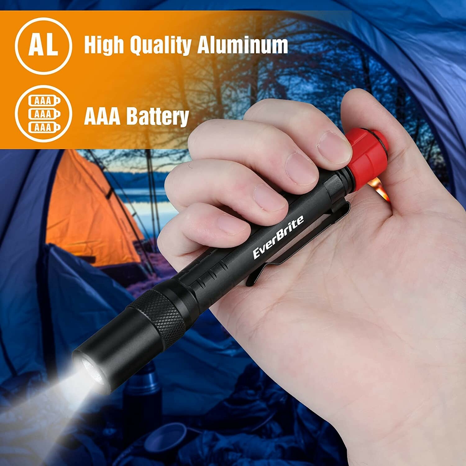 EverBrite Red Light Flashlight Multi-Function LED Pocket Pen Light AAA Batteries