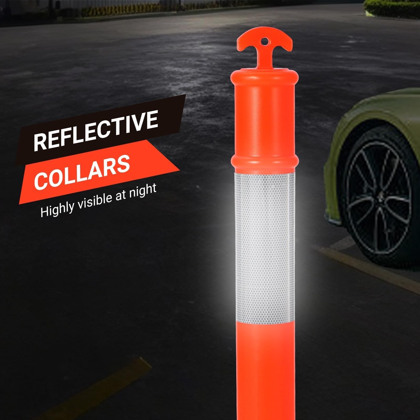 6x 45'' Traffic Delineator Post Cones Rubber Base Traffic Delineator Post Cones
