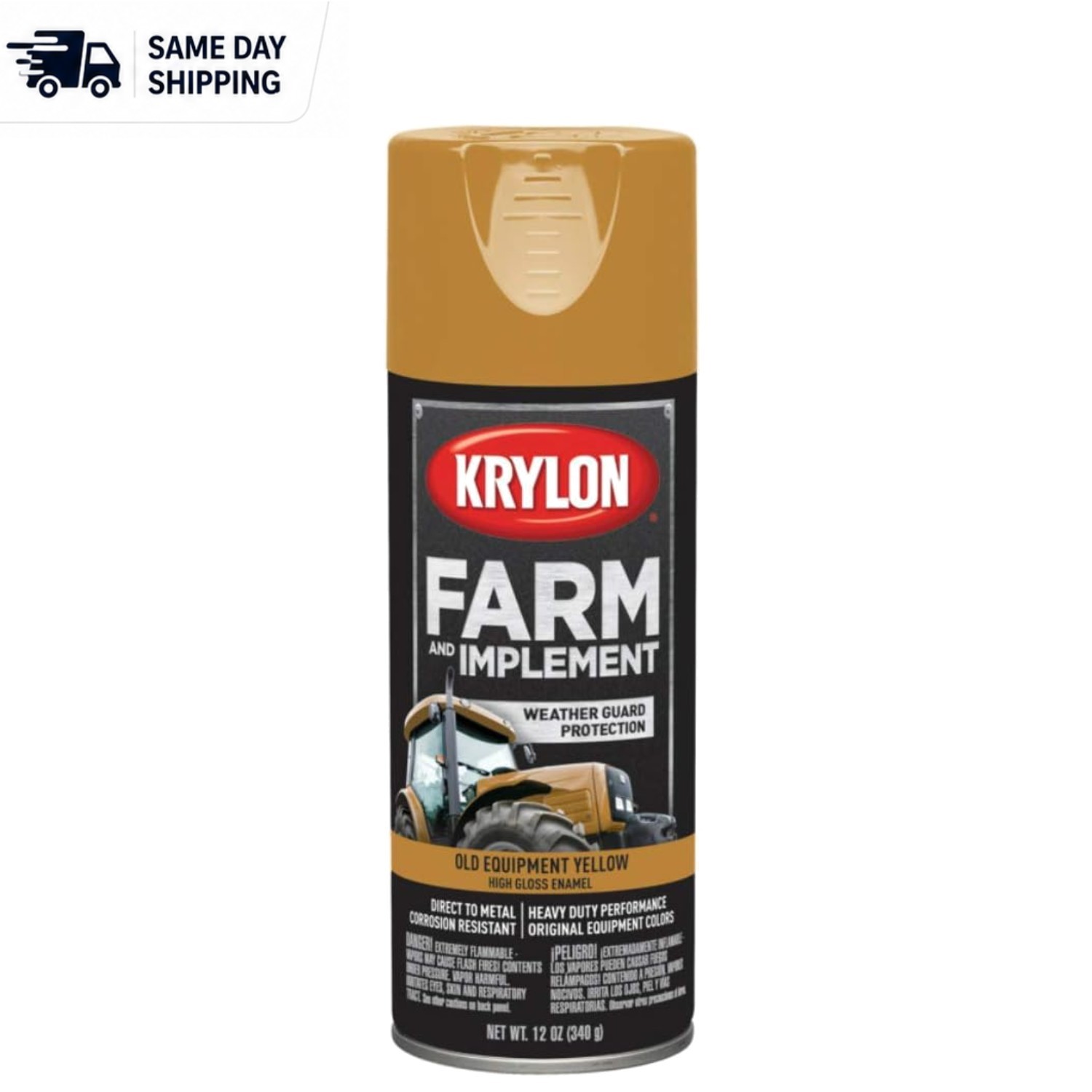 High Gloss Old Equipment Cat Yellow Spray Paint, 12oz - Rust Resistant Finish