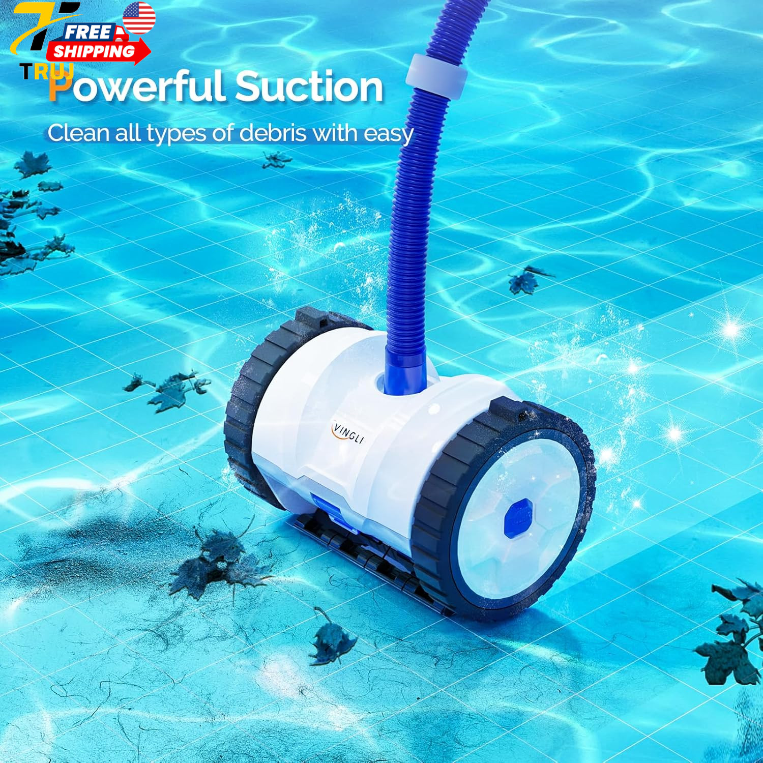 (2025 Upgrade) Automatic Suction-Side Pool Vacuum Cleaner Powerful Wall-Climbi