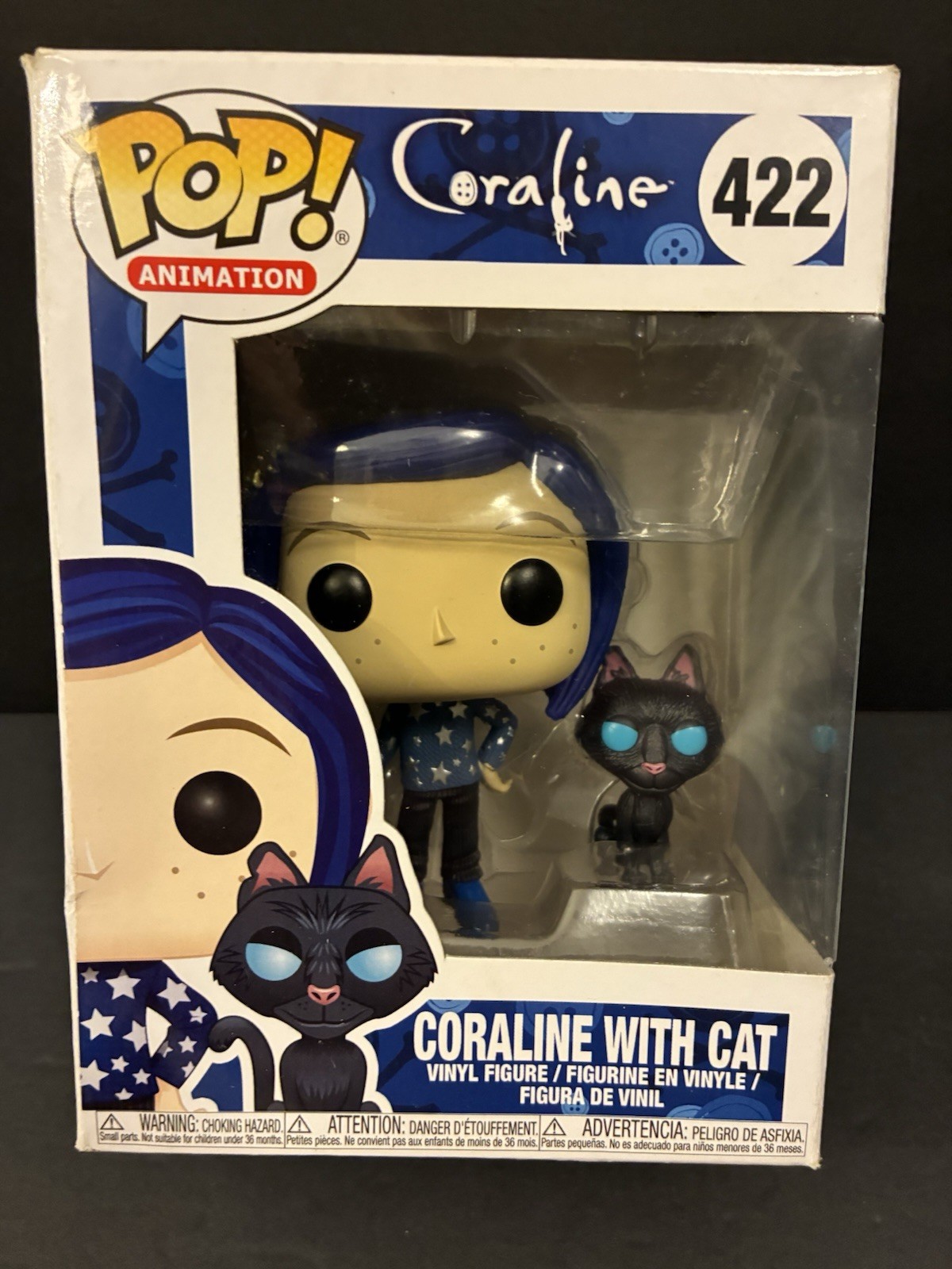 "Coraline with Cat" #422 Pop! FUNKO Animation Vinyl Figure 2018 Movie - DAMAGED