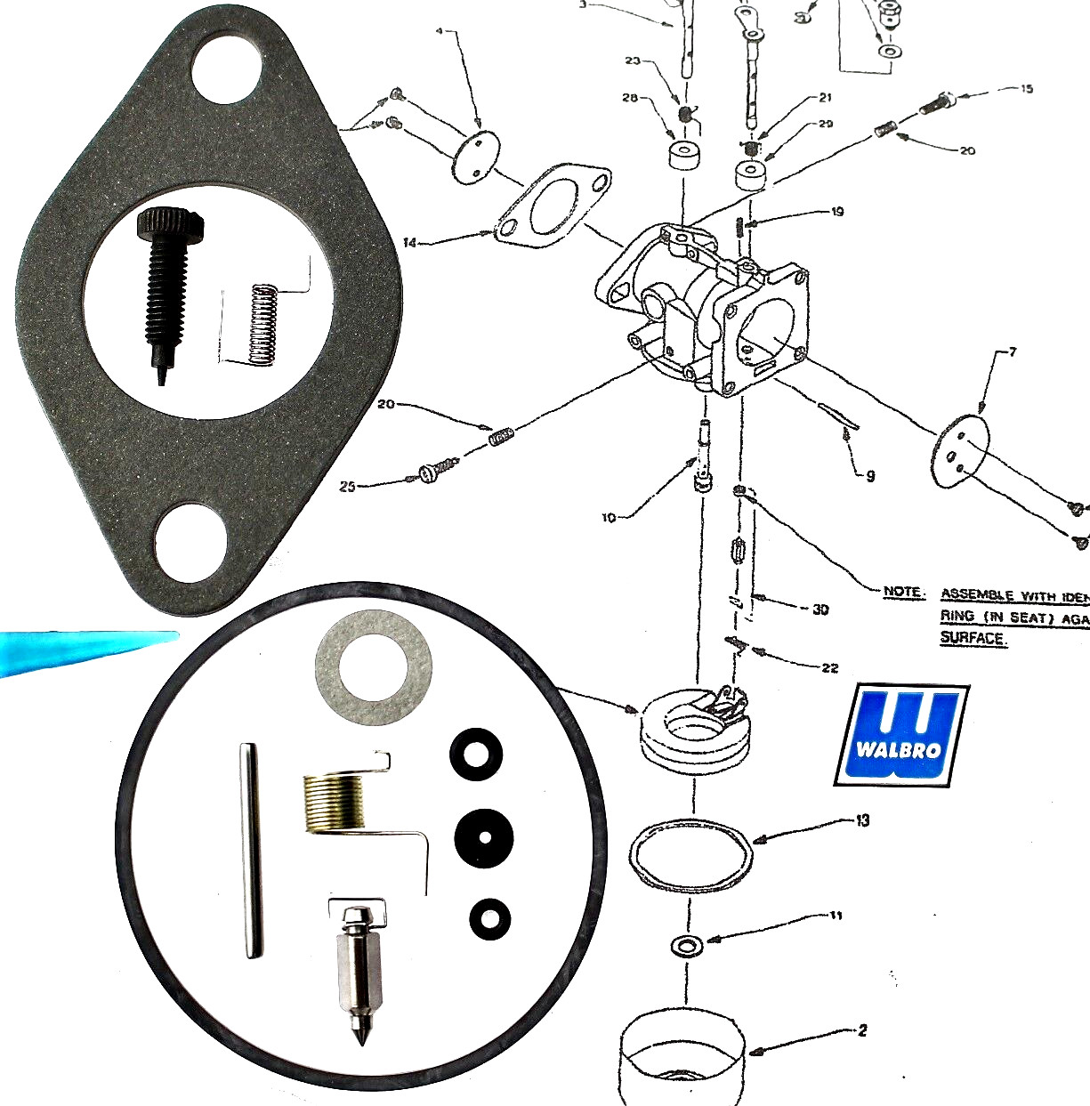 GENUINE WALBRO Carburetor Kit fits LMH1 LMH1A LMH2 LMH2A LMH3 LMH4 LMH4A LMH Y43