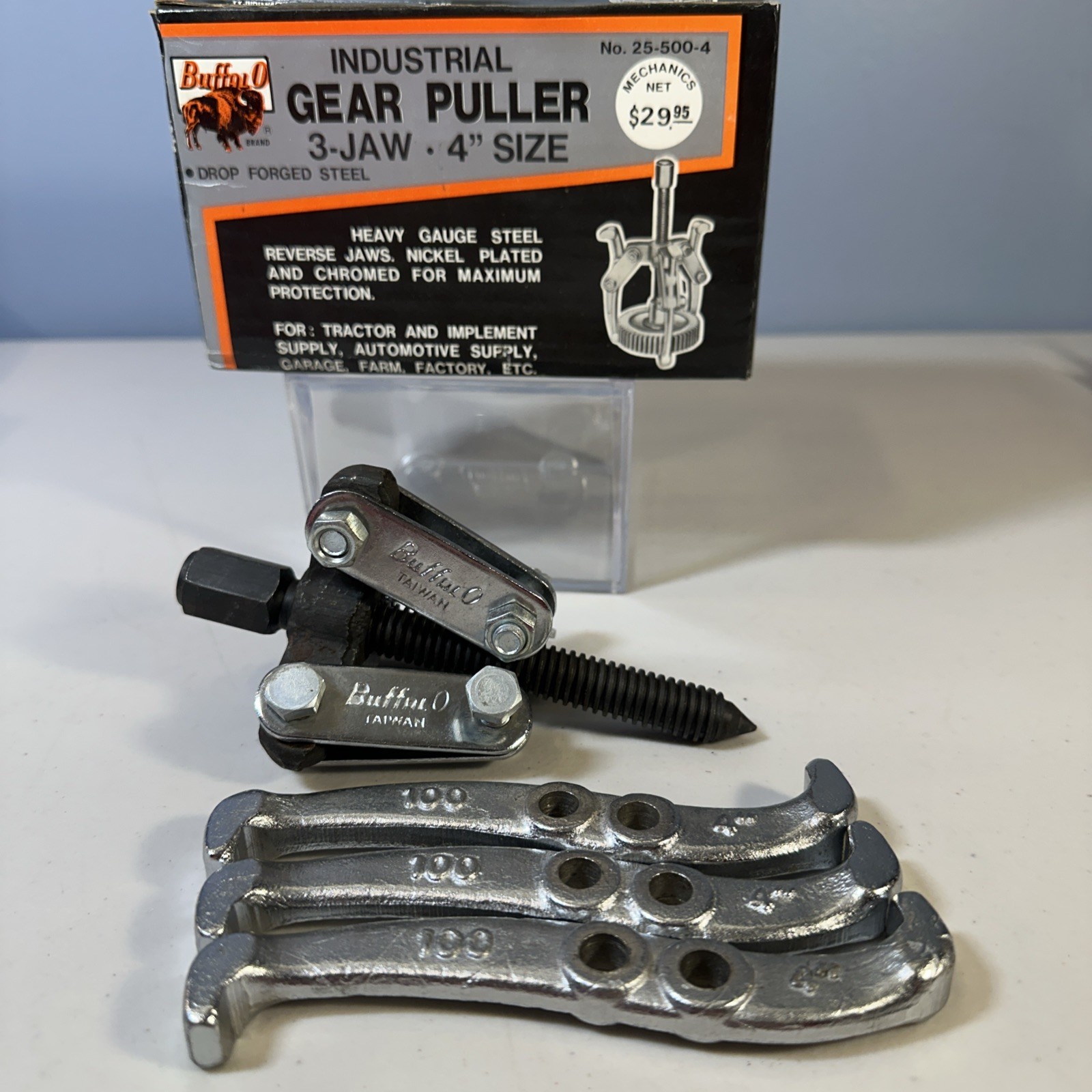 Industrial Gear Puller Heavy Gauge Steel 3 - Jaw, 4" Size Drop Forge Buffalo