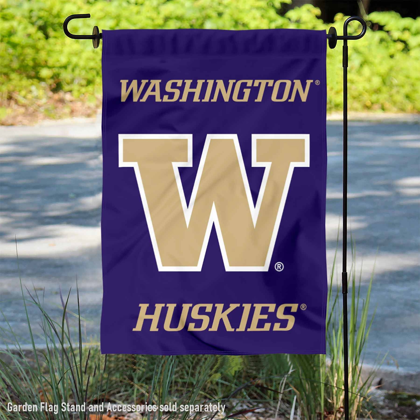 Washington UW Huskies Wordmark Garden Flag and Yard Banner
