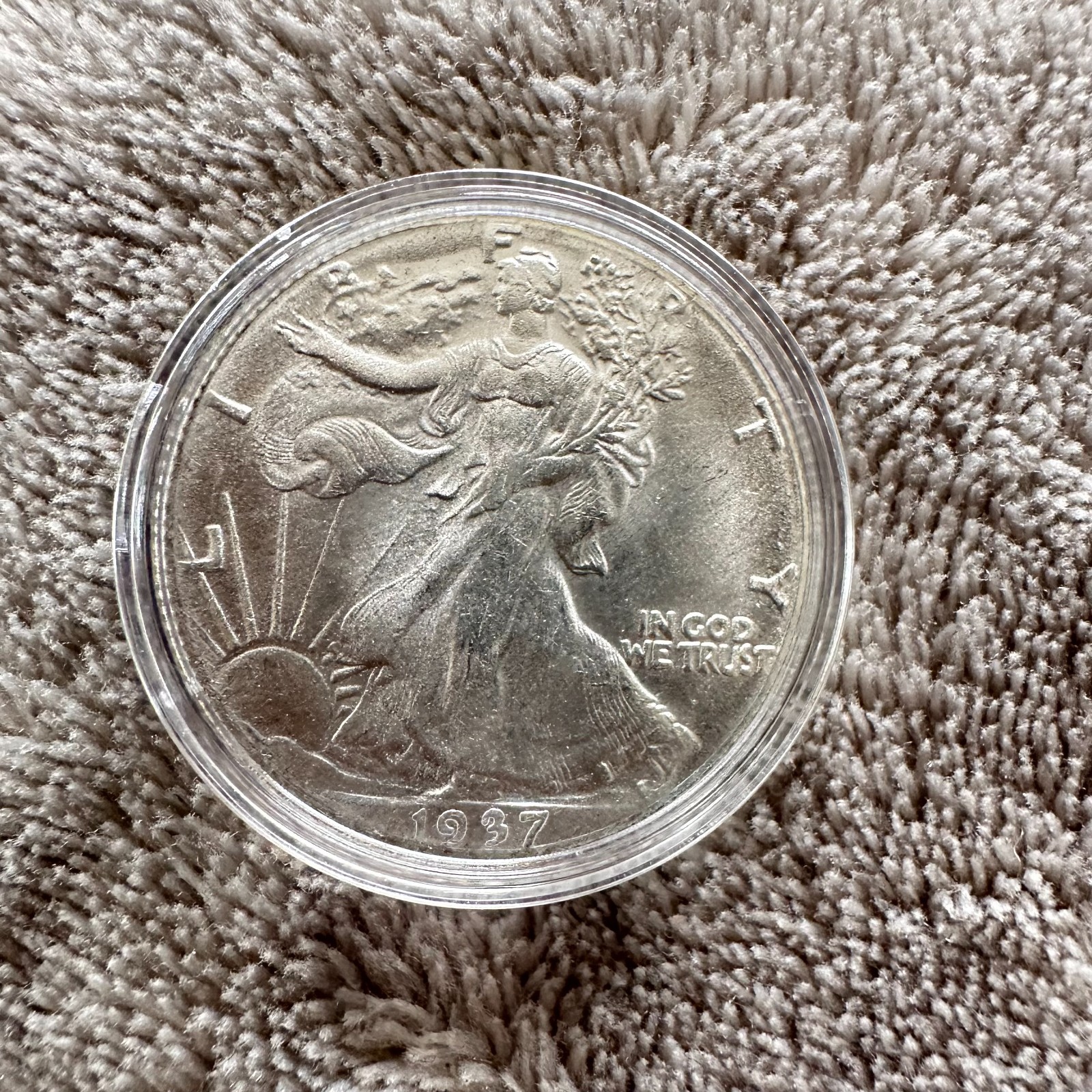 1937 USA silver walking liberty half dollar
