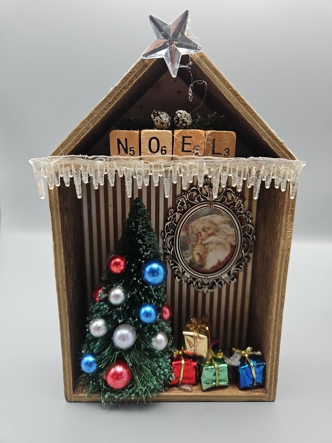 Pair Handmade Decorative Xmas Shadow Boxes, 22B
