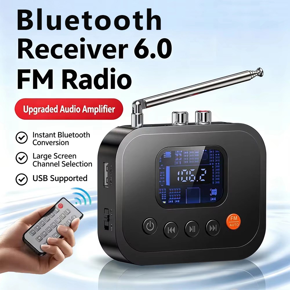 Bluetooth 6.0 Receiver FM AUX RCA Car Home Audio Adapter USB Play Low Latency US